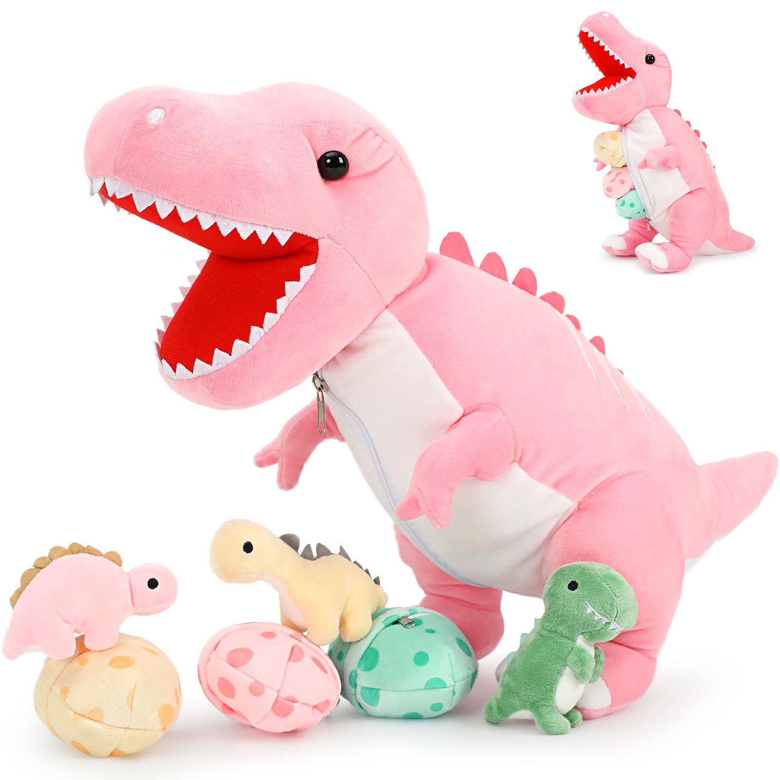 MorisMos Peluche Dinosauro XXL con Cuccioli 58cm