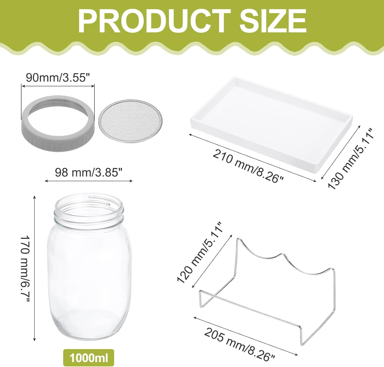 Quarkzman Barattolo Germogliatore Set 2x1000ml, Grigio - immagine 2