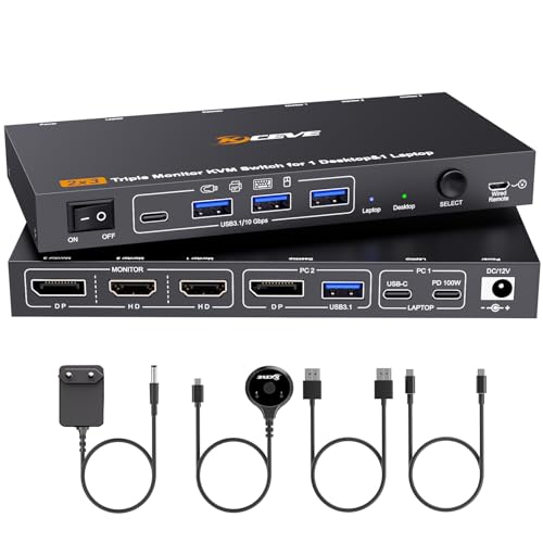 KVM Switch USB C DP 4K@60Hz per 1 PC 1 Laptop