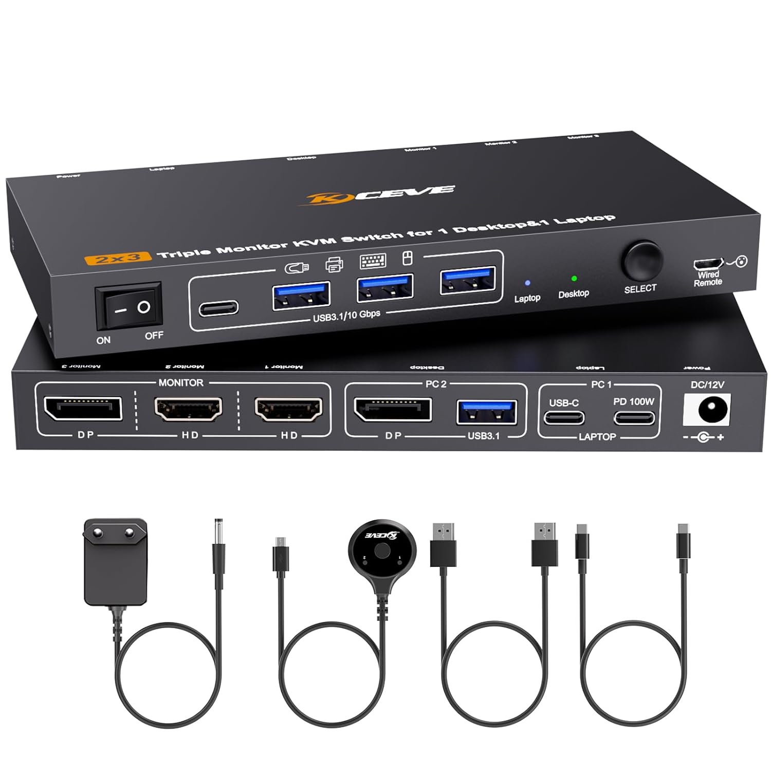 KVM Switch USB C DP 4K@60Hz per 1 PC 1 Laptop - immagine 1