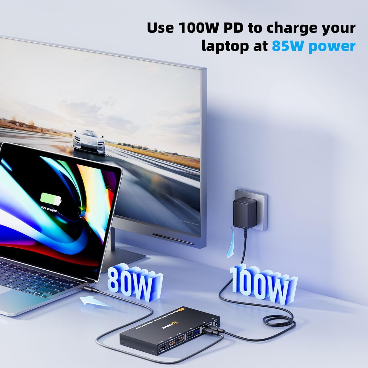 KVM Switch USB C DP 4K@60Hz per 1 PC 1 Laptop - immagine 5