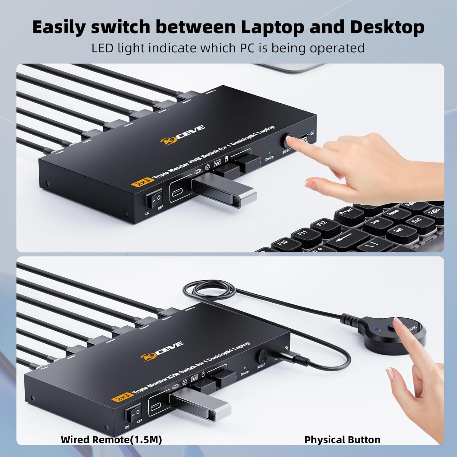 KVM Switch USB C DP 4K@60Hz per 1 PC 1 Laptop - immagine 6