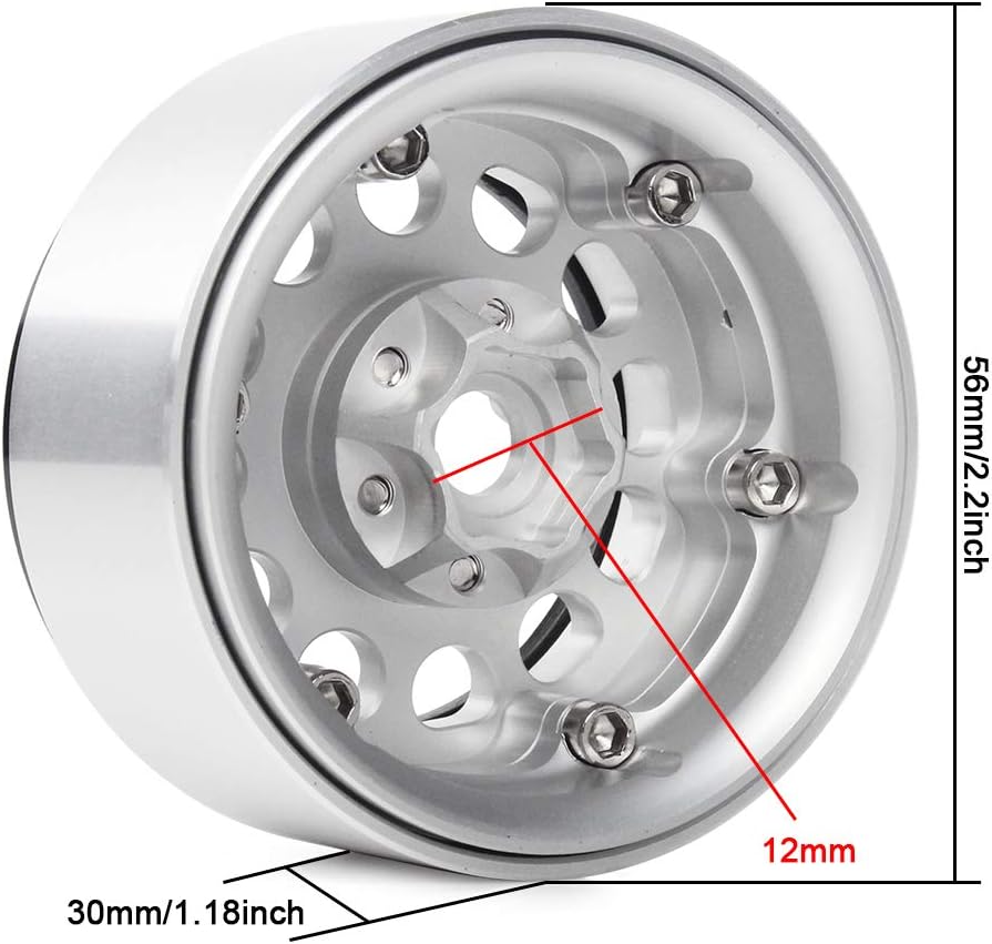 Injora 4PCS RC 1,9 Cerchioni Metallo Beadlock - immagine 3