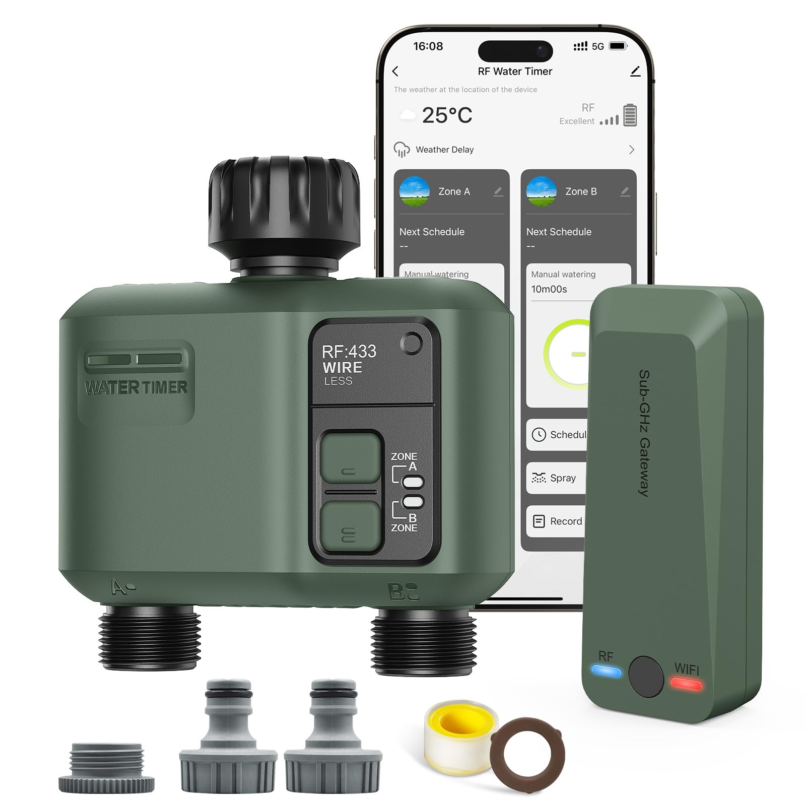 Timer per Irrigazione Wifi 2 Vie a Batteria Smart