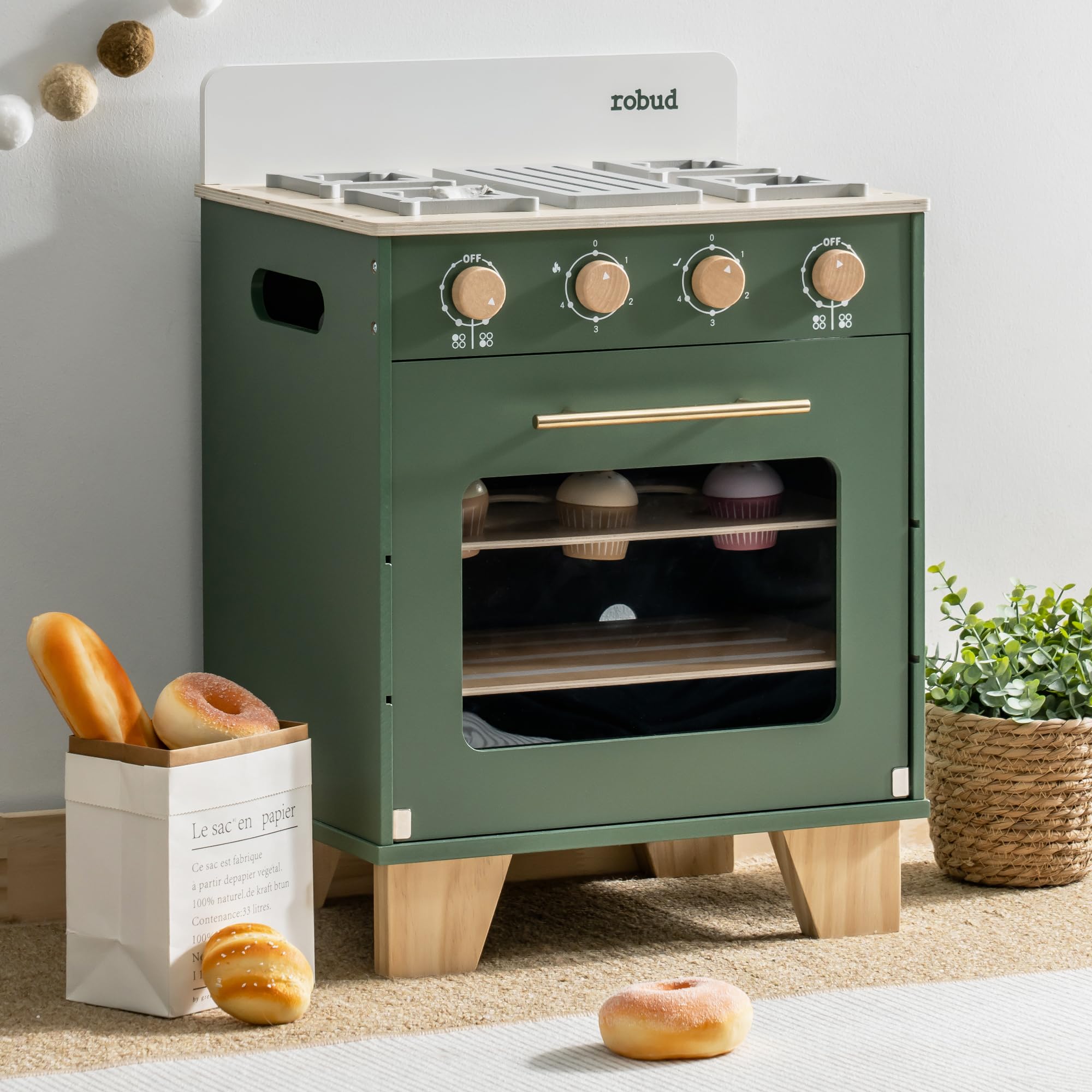 Robud Cucina Giochi in Legno per Bambini con Forno e Fornello