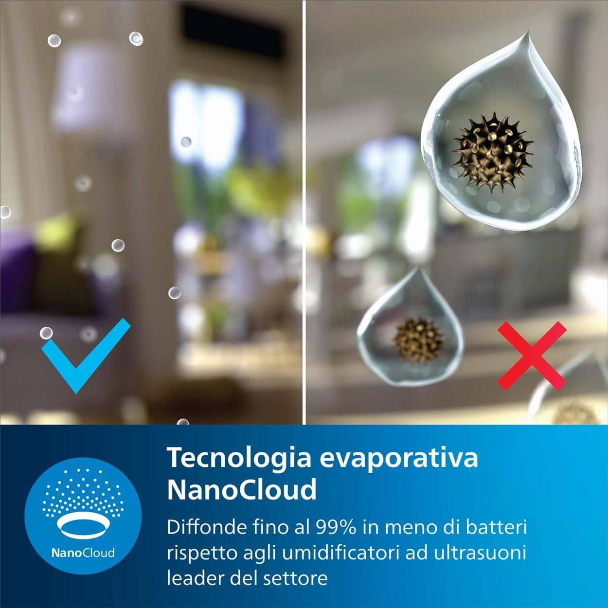 Philips Serie 2000 Umidificatore NanoCloud 2L - immagine 3