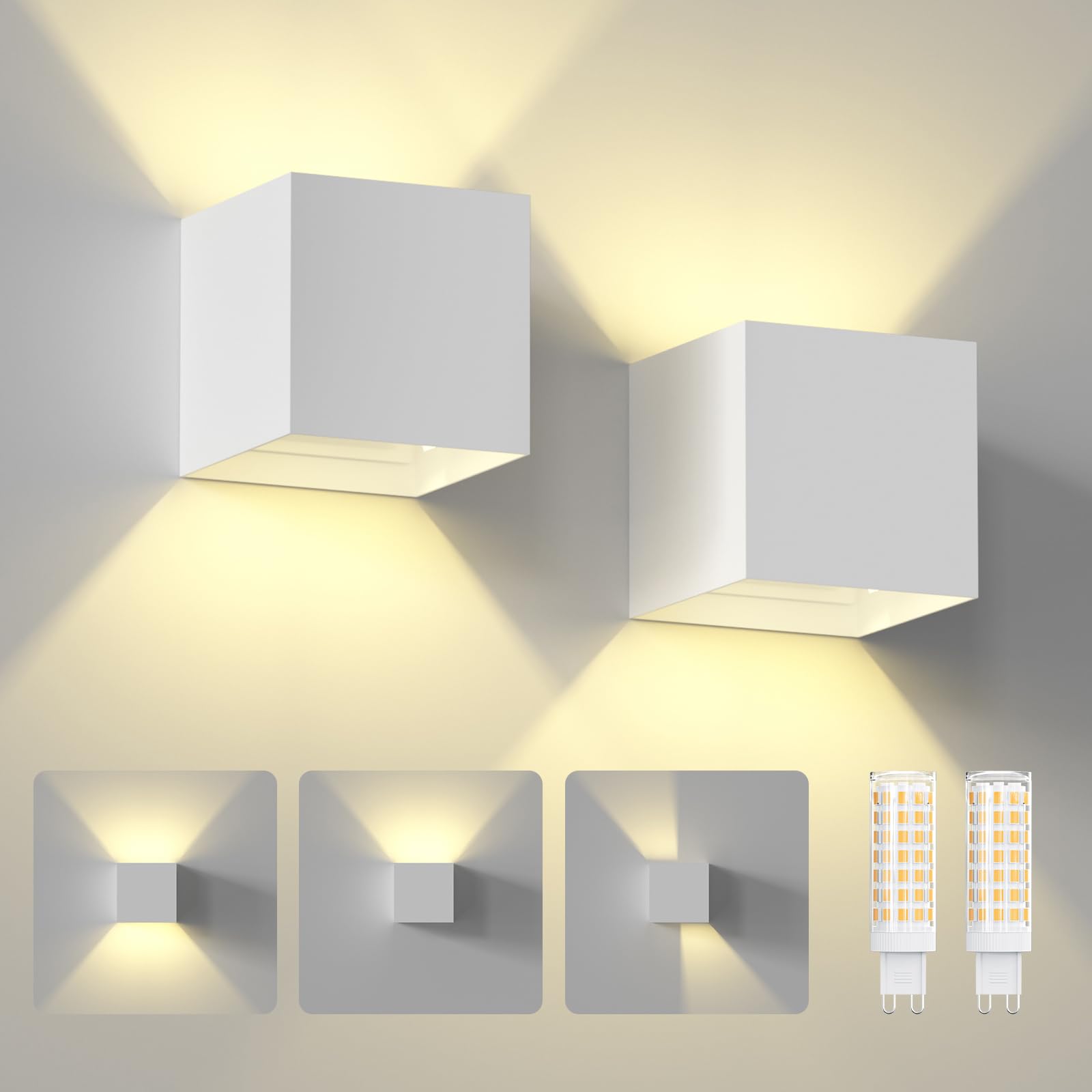 Applique da Parete Esterno/Interni LED IP65 con G9, 2 Pezzi