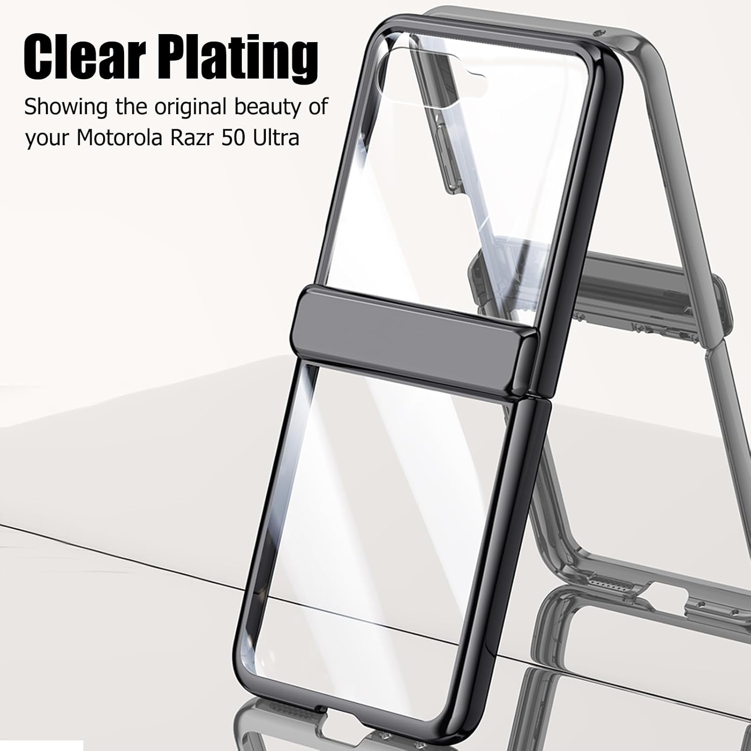 Mipoclea Custodia Trasparente per Motorola Razr 50 Ultra, Nero - immagine 3