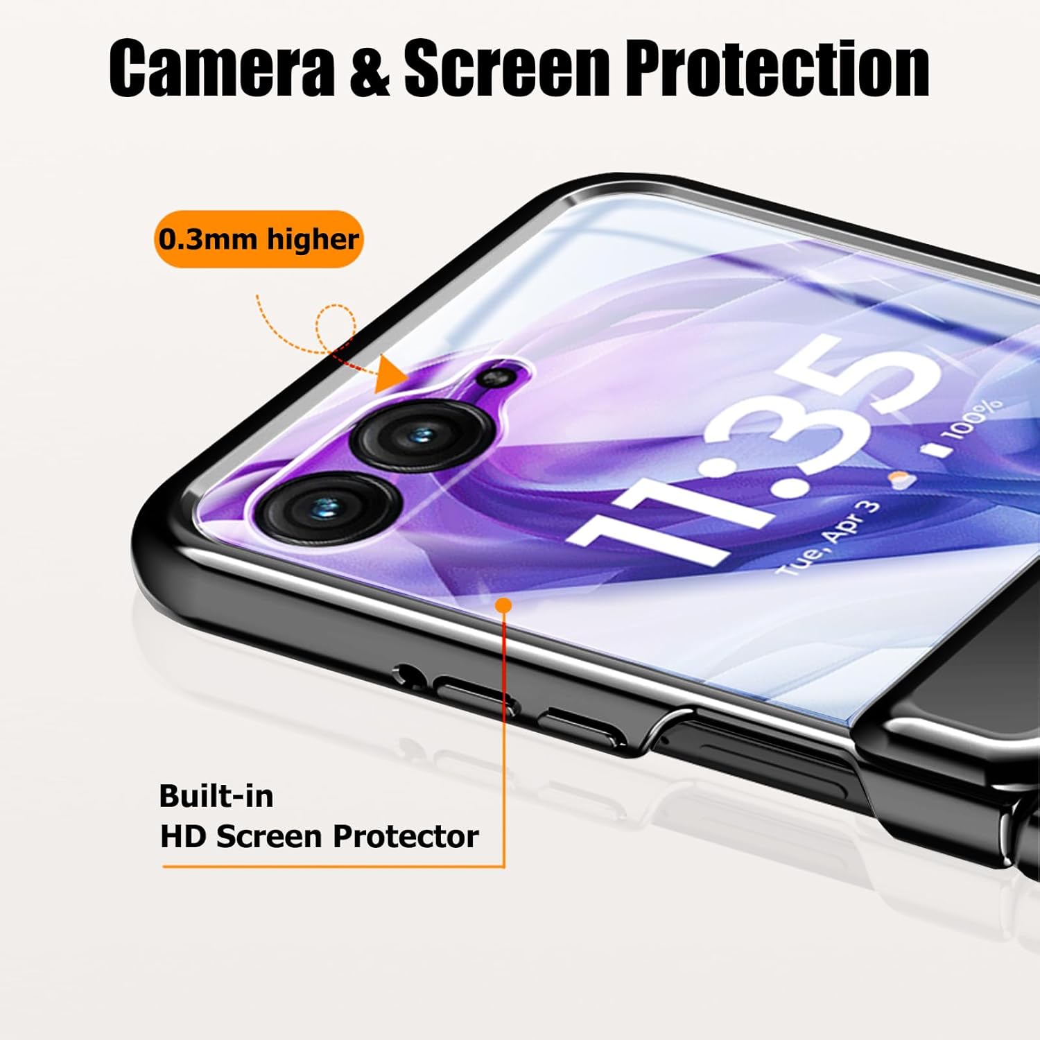 Mipoclea Custodia Trasparente per Motorola Razr 50 Ultra, Nero - immagine 5