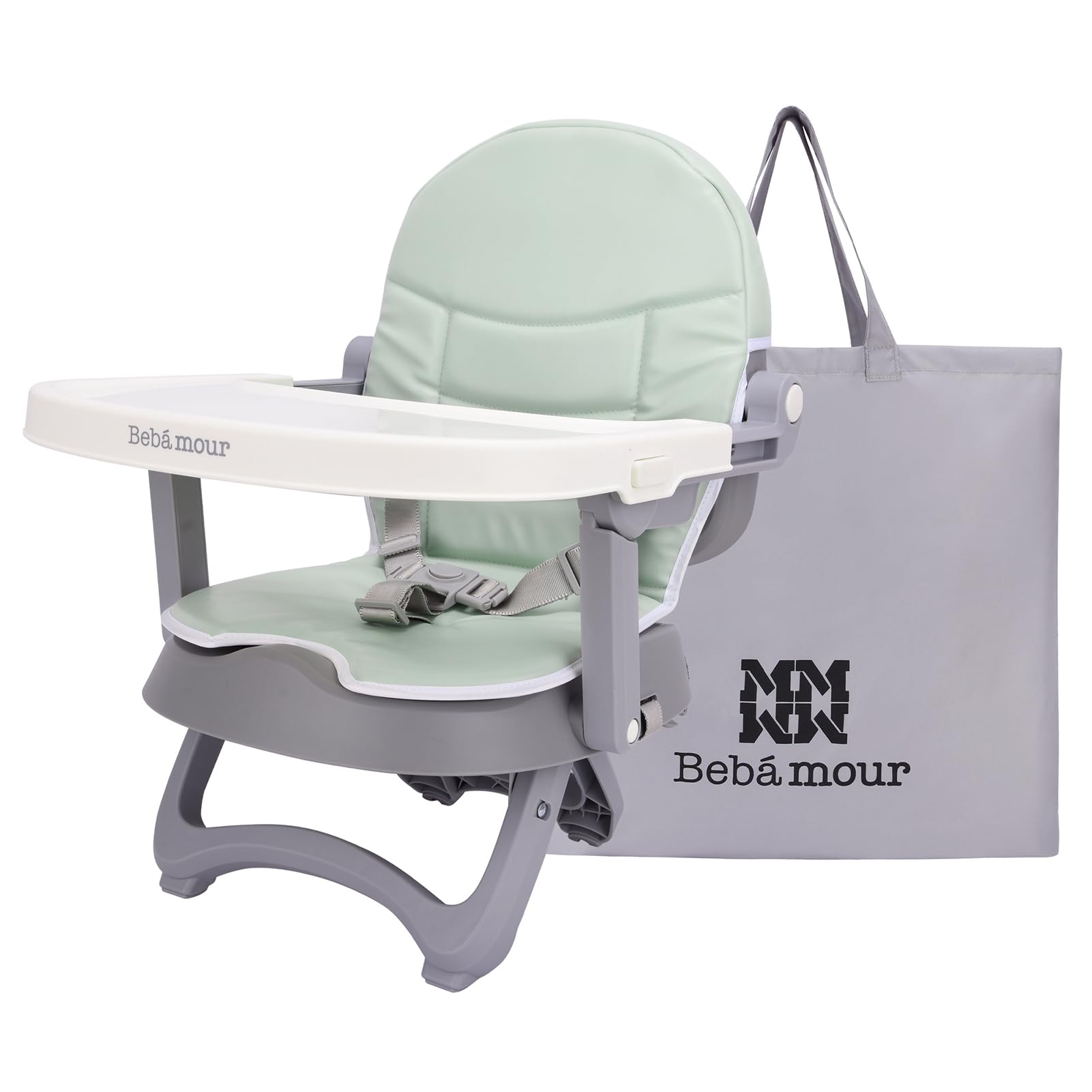 Bebamour Baby Sedile Rialzato Portatile con Vassoio, Verde