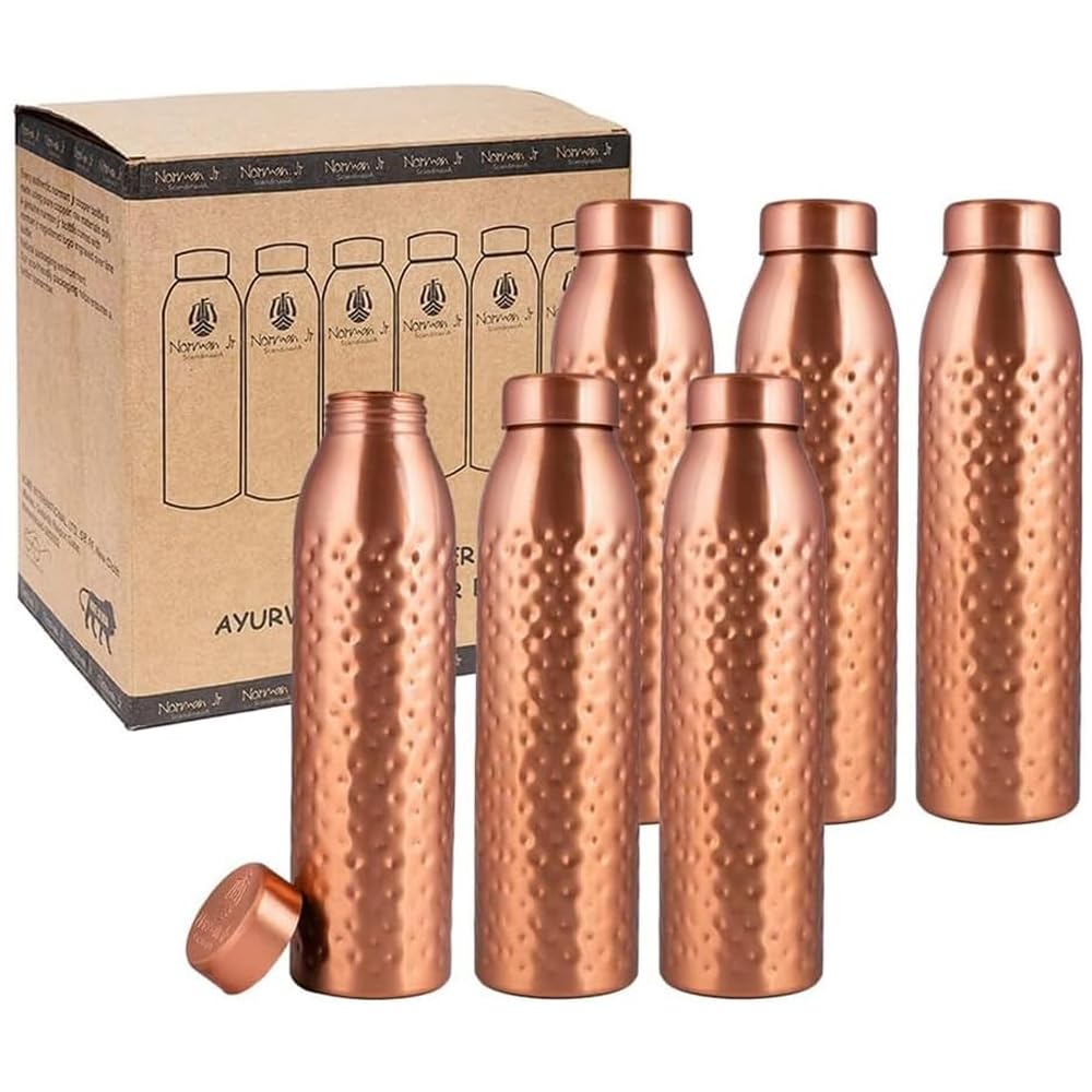 Norman Jr Bottiglia d'Acqua in Rame Martellata 1L - Confezione 6