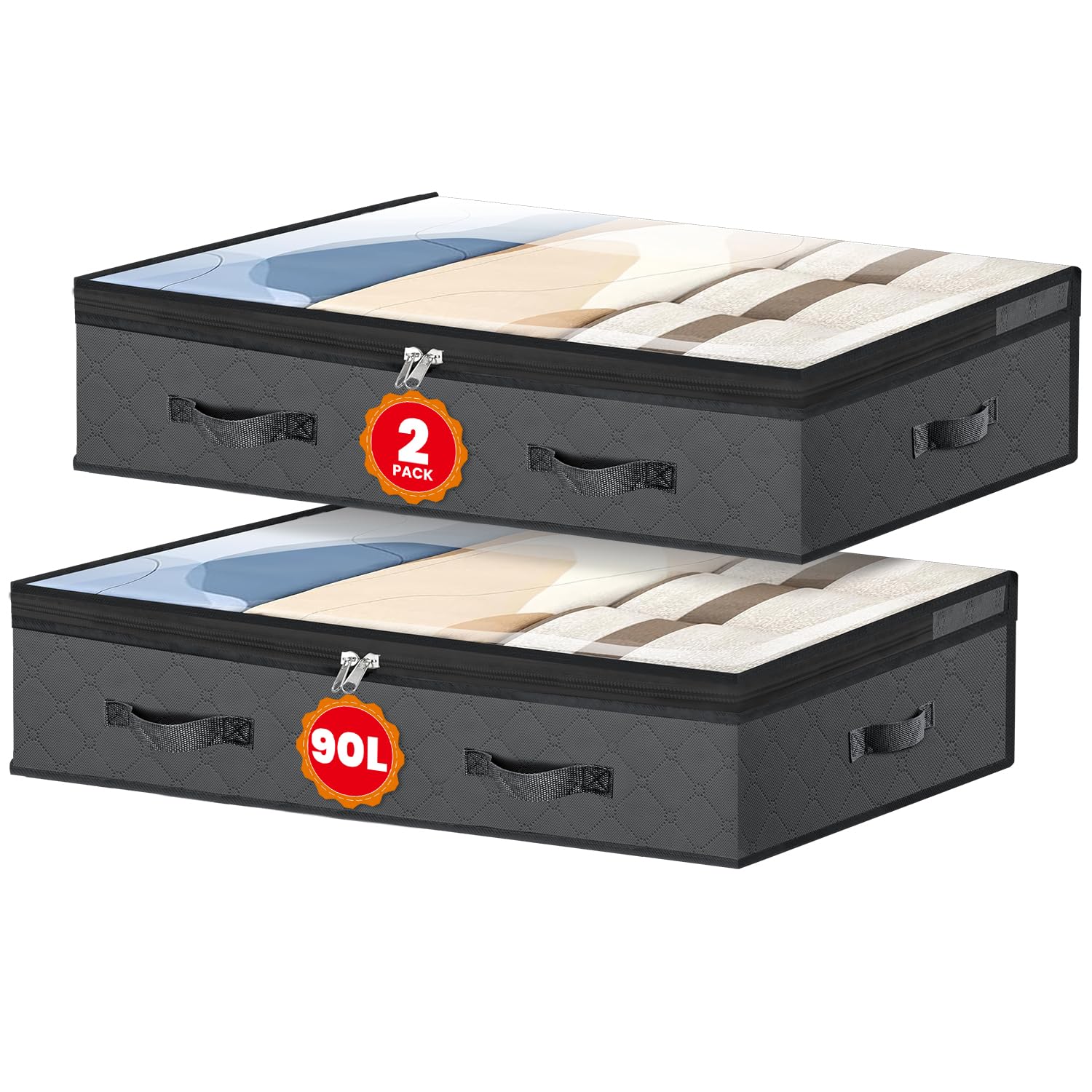 Newsona 2 Contenitori SOTTO LETTO con Finestra