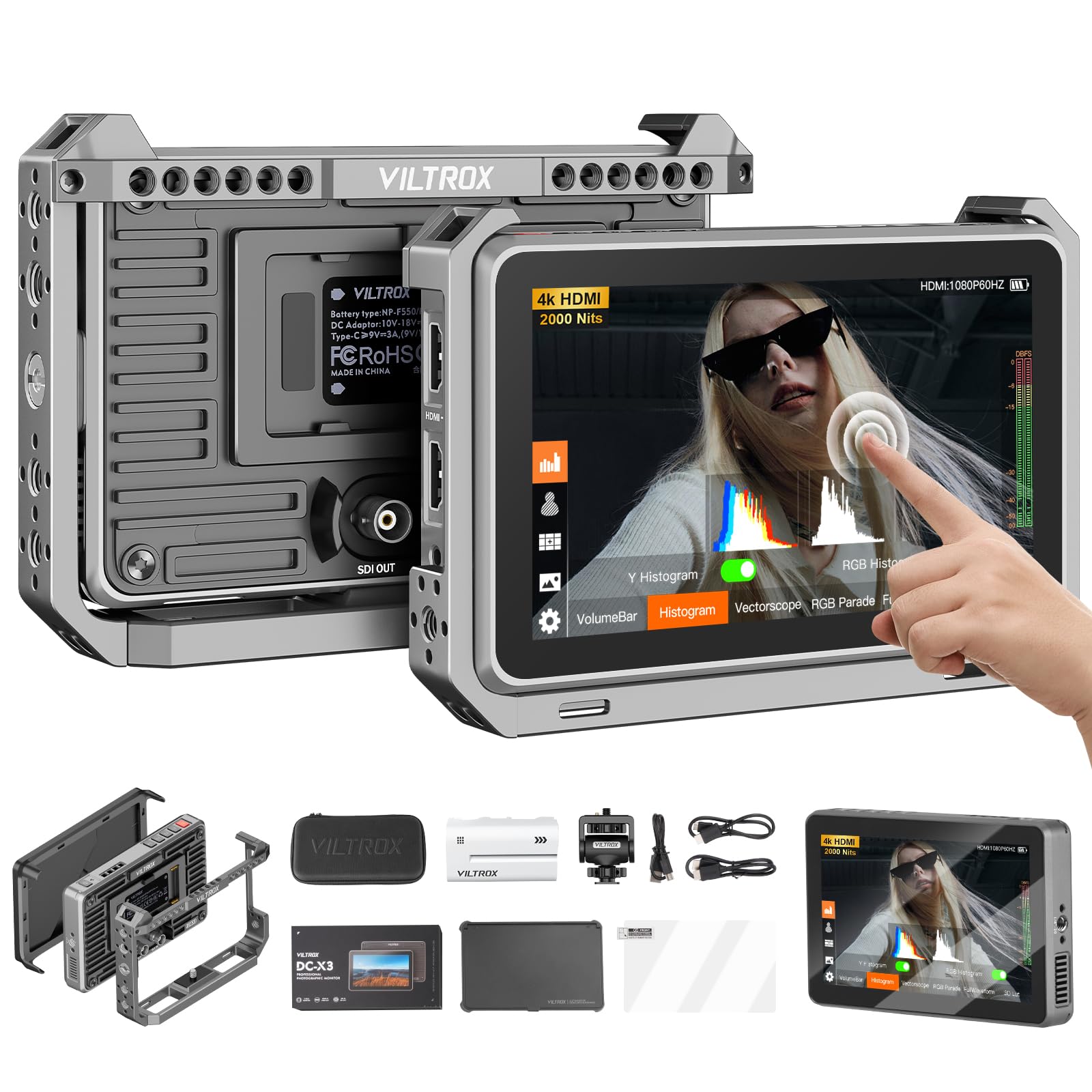 Viltrox DC-X3 Cage 6" Monitor da Campo SDI 2000nits