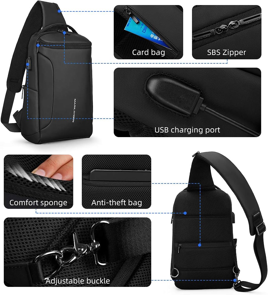 Muzee Borsa a Tracolla Monospalla Uomo Impermeabile - immagine 4