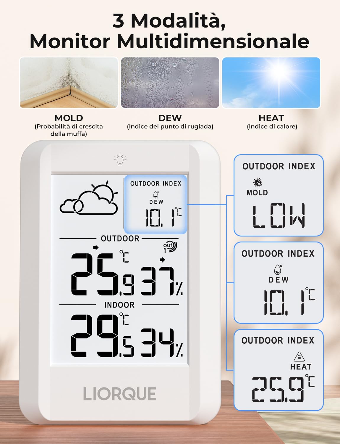 Liorque Stazione Meteo con Sensore Esterno - immagine 4