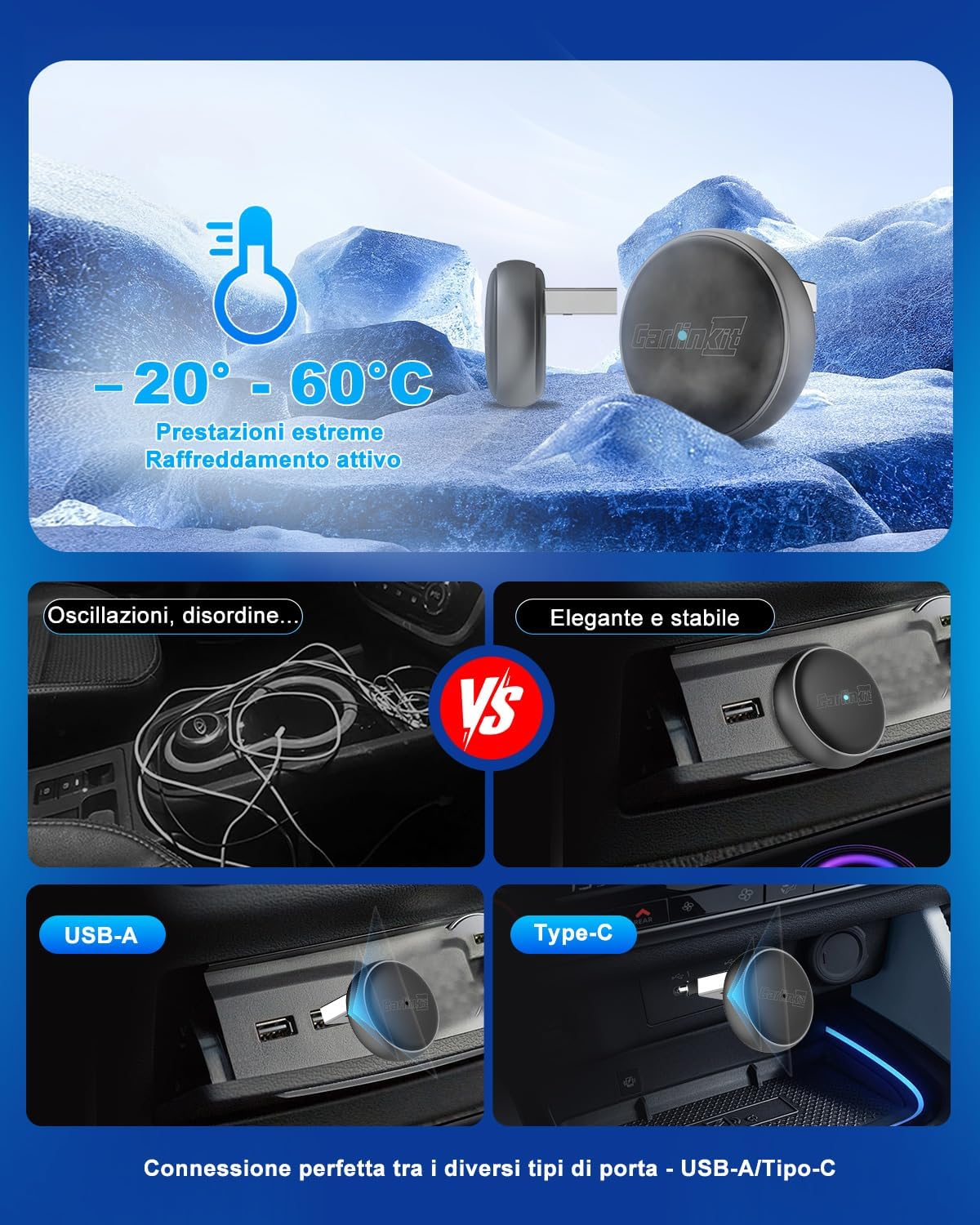 Carlinkit Adattatore Wireless CarPlay e Android Auto Mini Ultra 3 - immagine 8