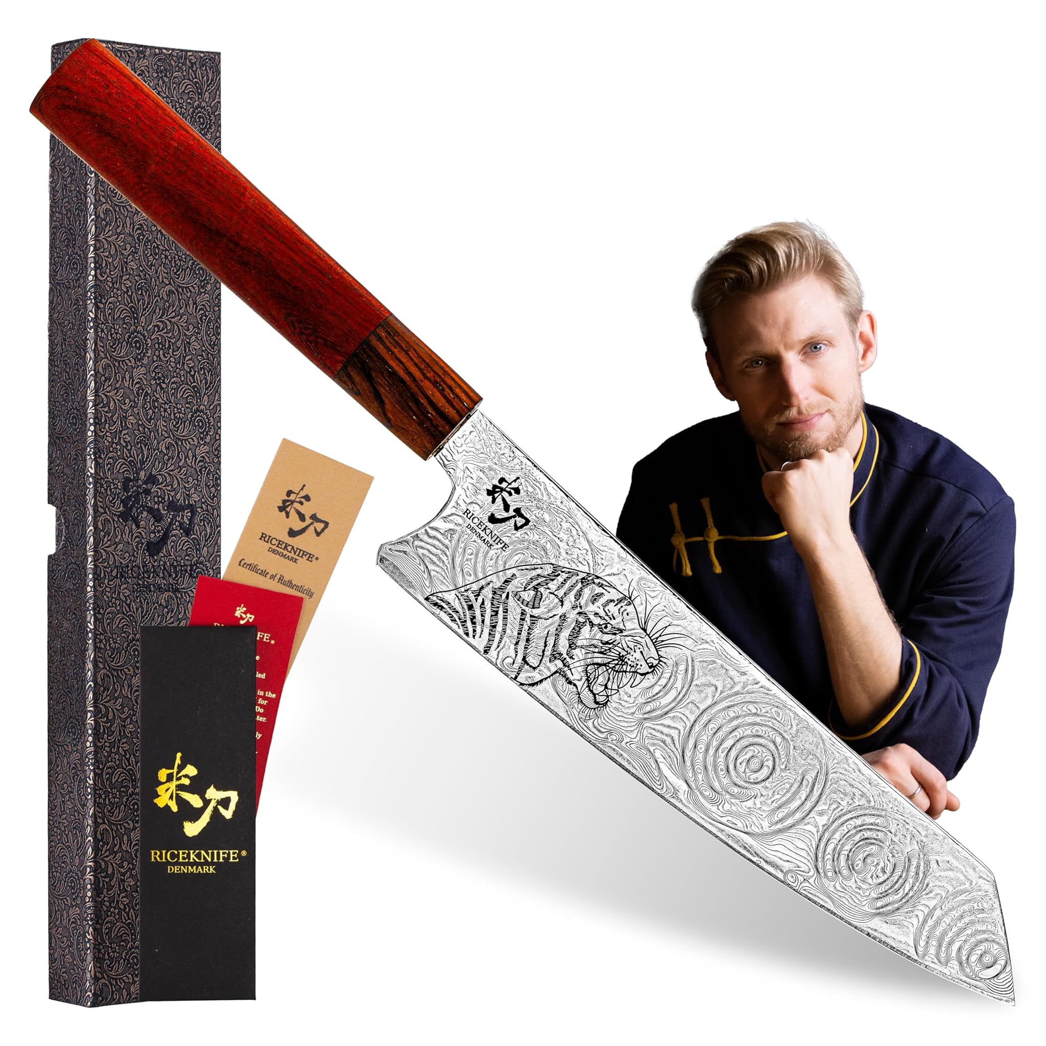 Riceknife Tigritude II - Coltello Kiritsuke Acciaio Damascato