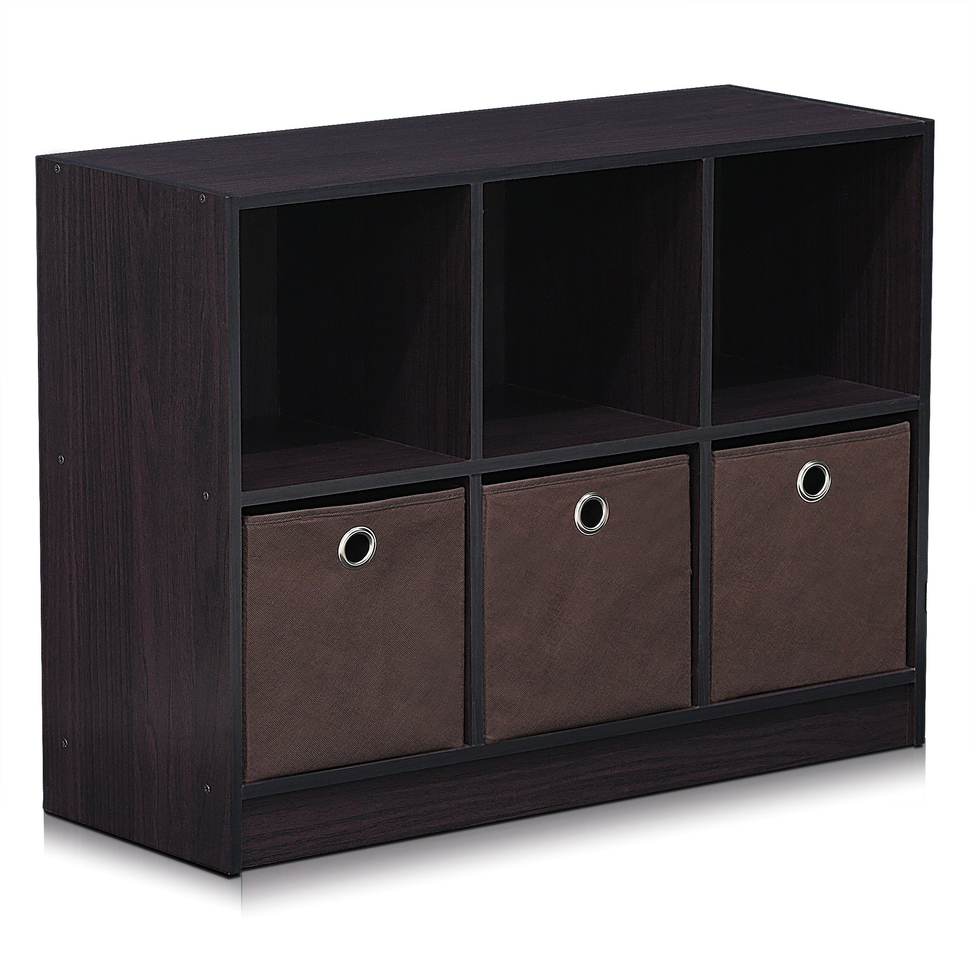 Furinno Basic 3 x 2 Libreria con Scomparti, Noce Scuro
