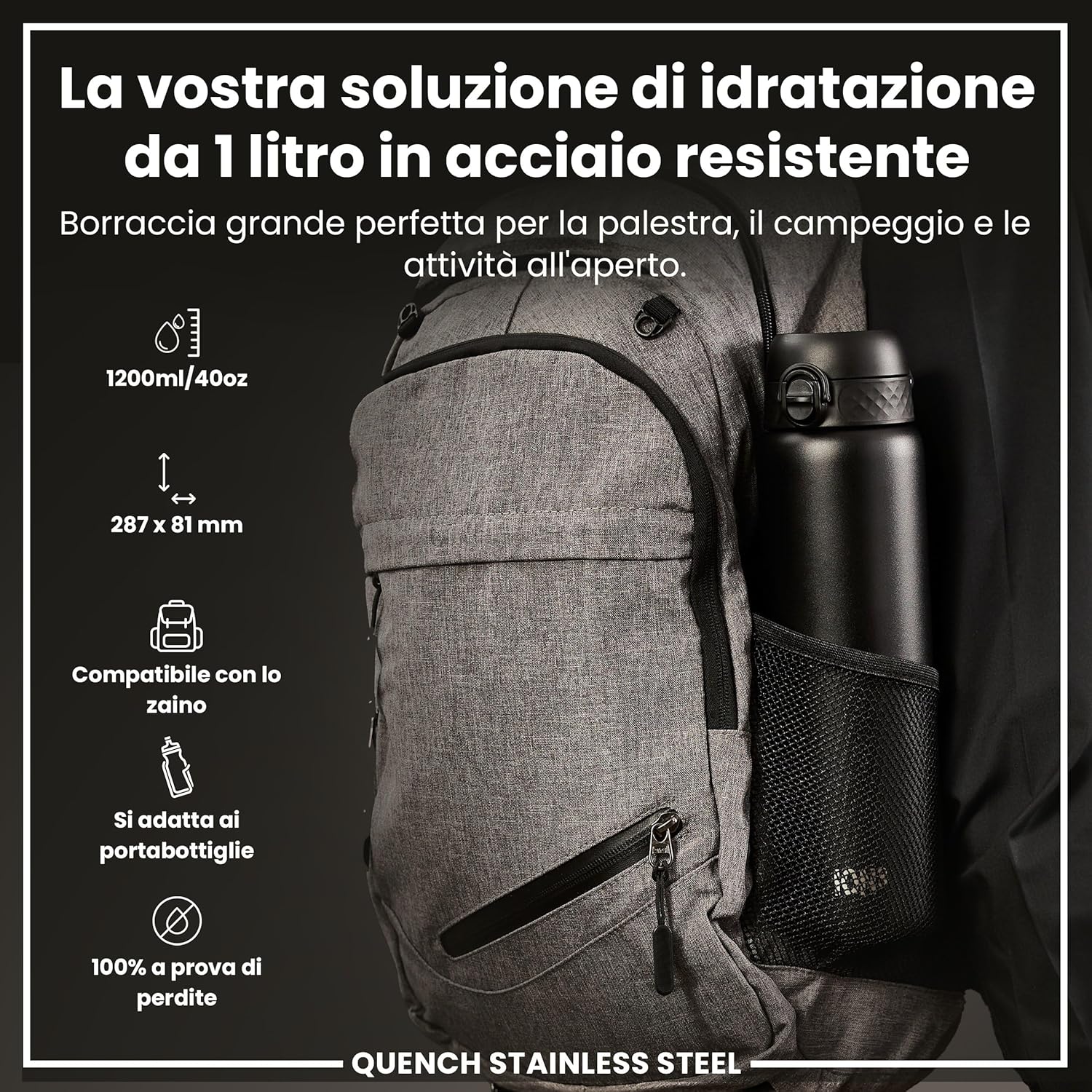 Ion8 Borraccia Acciaio Inox 1 Litro - immagine 2