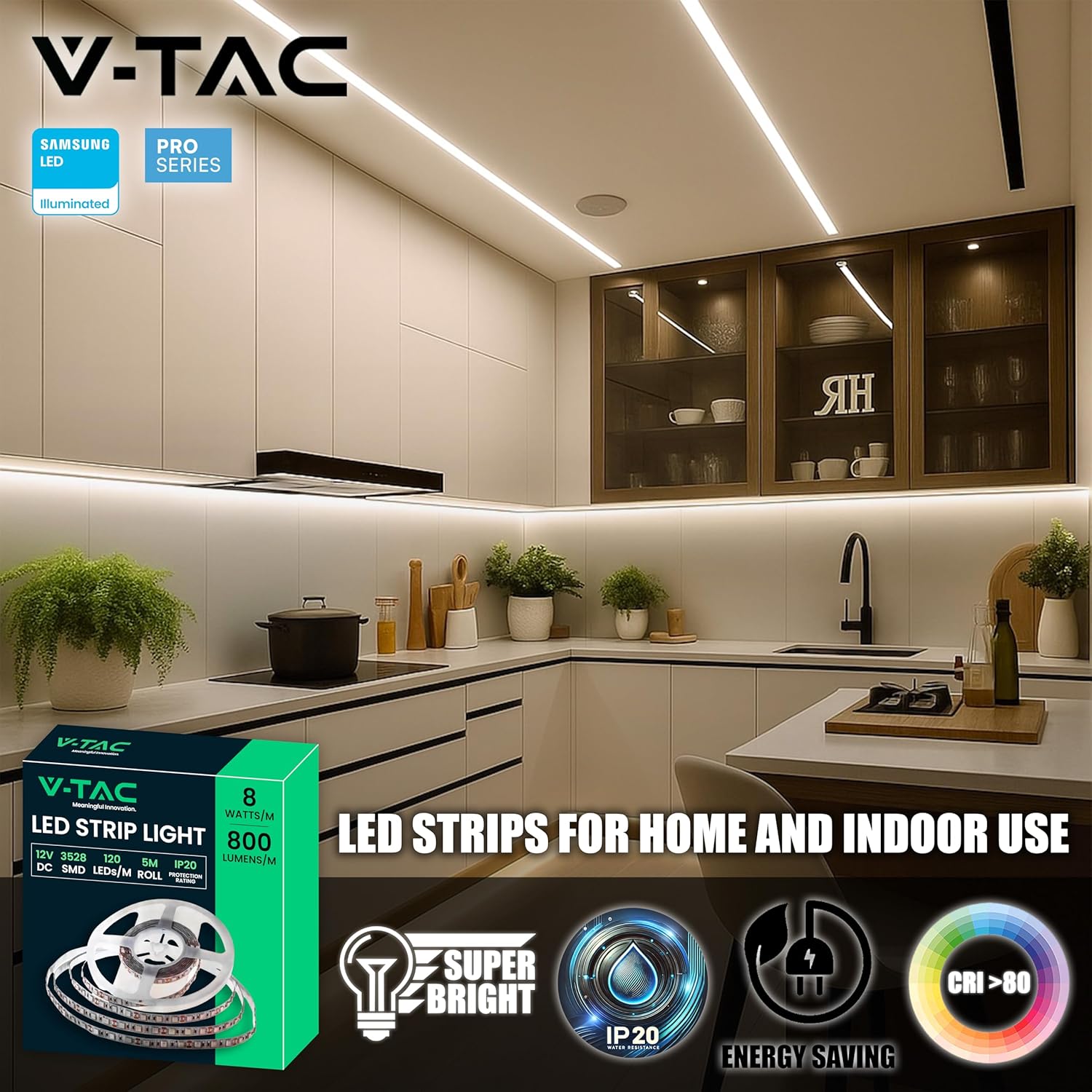 V-tac Striscia LED da Interno SMD 3528 8W - 5 Metri - immagine 2
