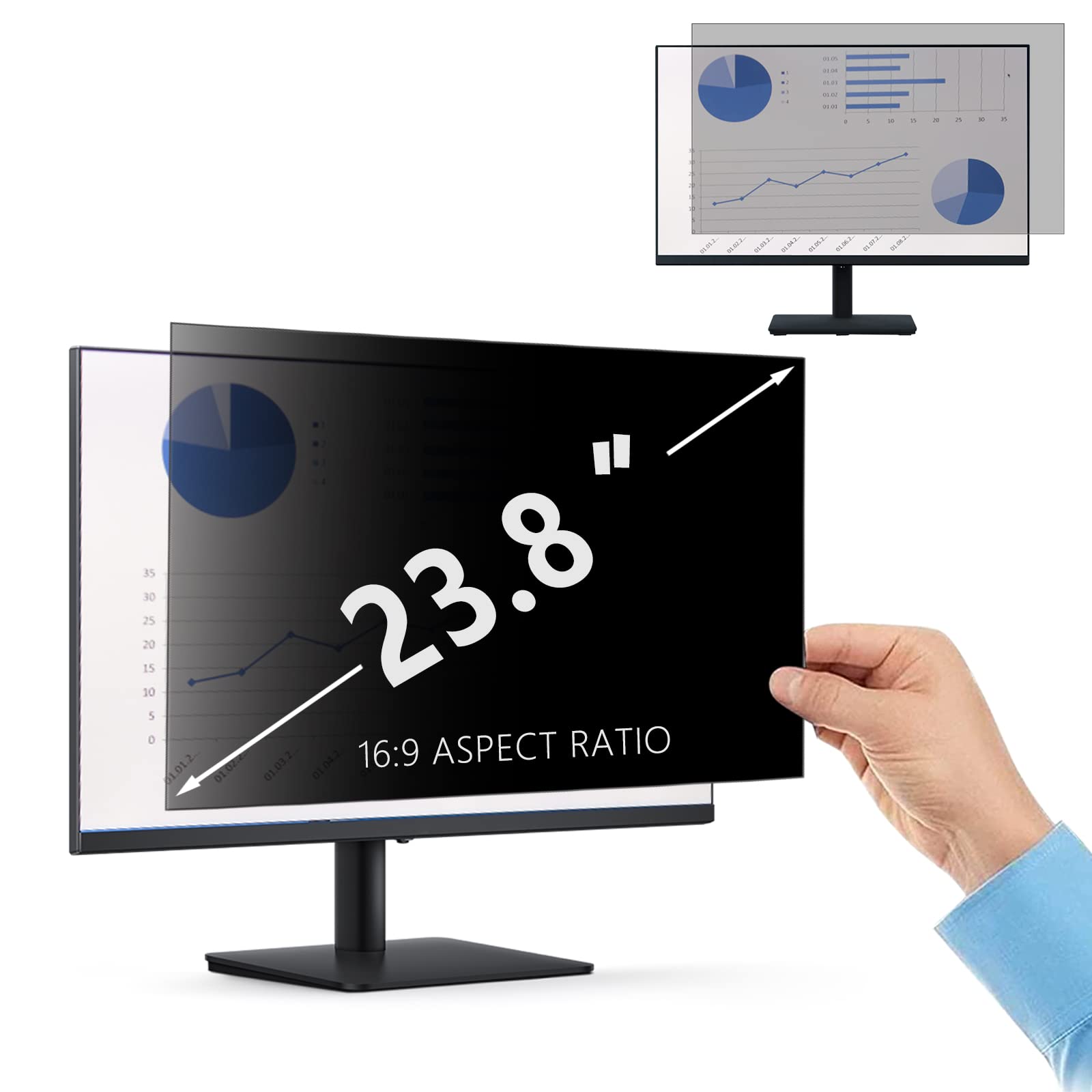 PaceBid Filtro Privacy Schermo per Monitor 23.8 pollici (16:9)