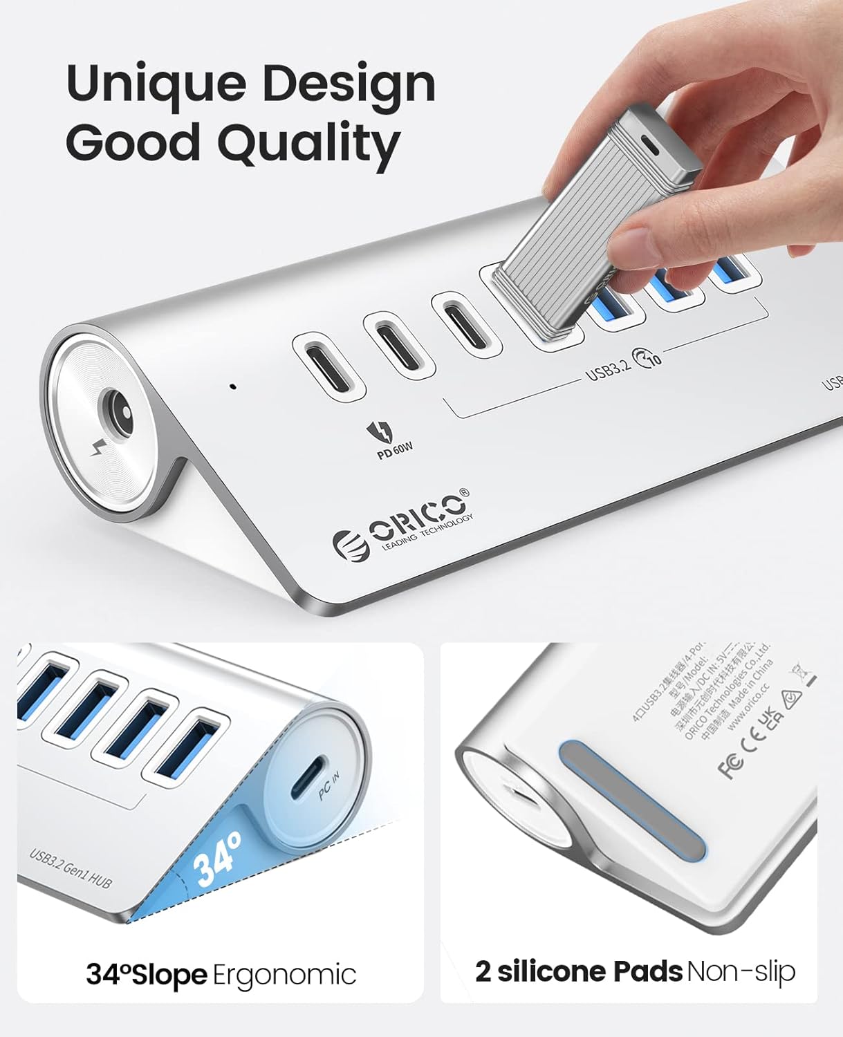 Orico USB C 3.2 Gen 2 Hub 7 Porte 10 Gbps - immagine 4