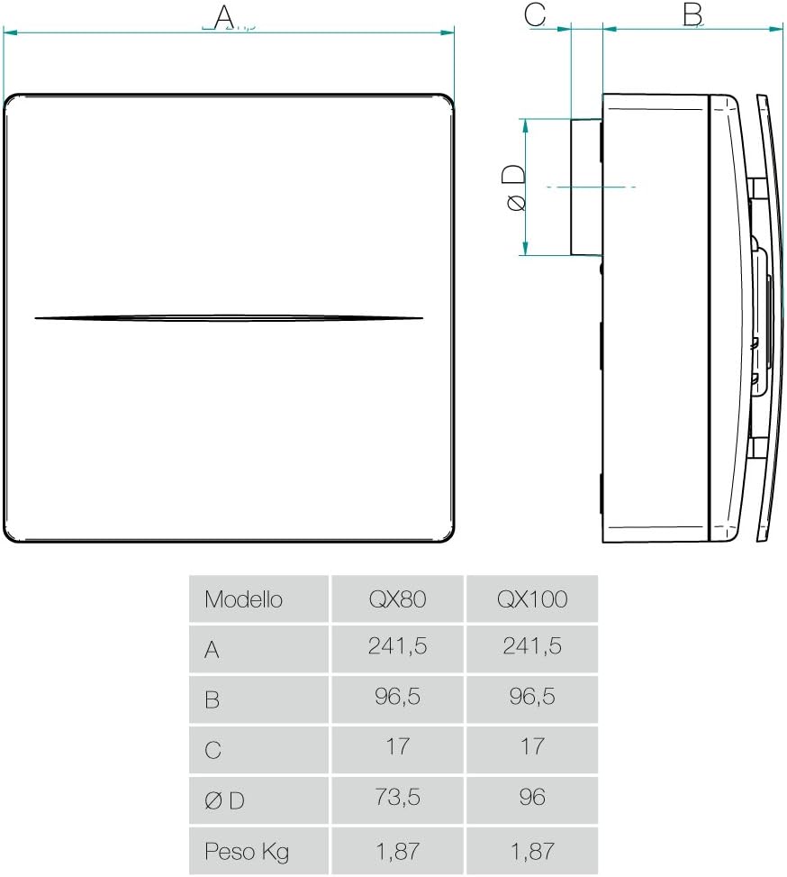 Aerauliqa QX100 - Aspiratore Centrifugo 2 Velocità - immagine 2