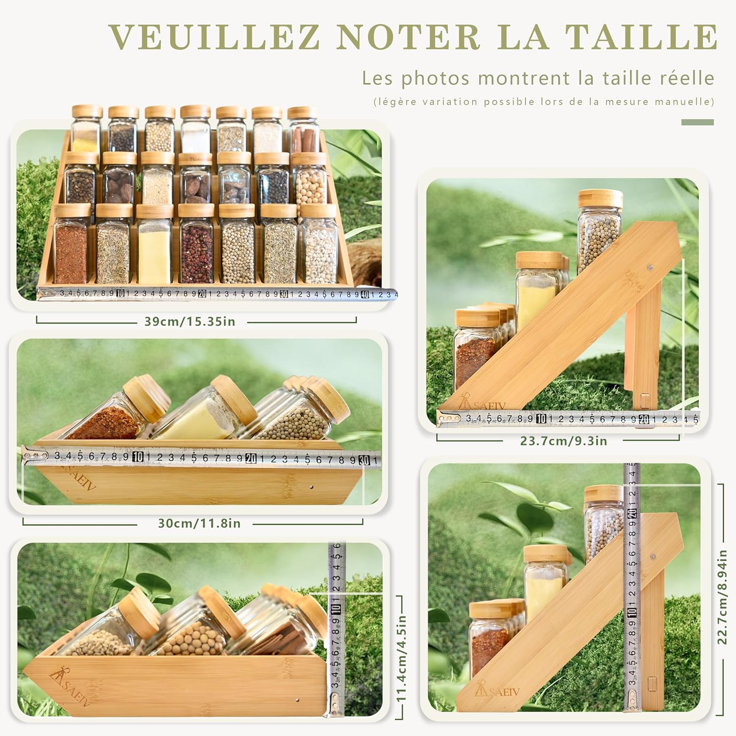 Barattoli Spezie Quadrati con Scaffale Bambù 2-in-1 - immagine 2