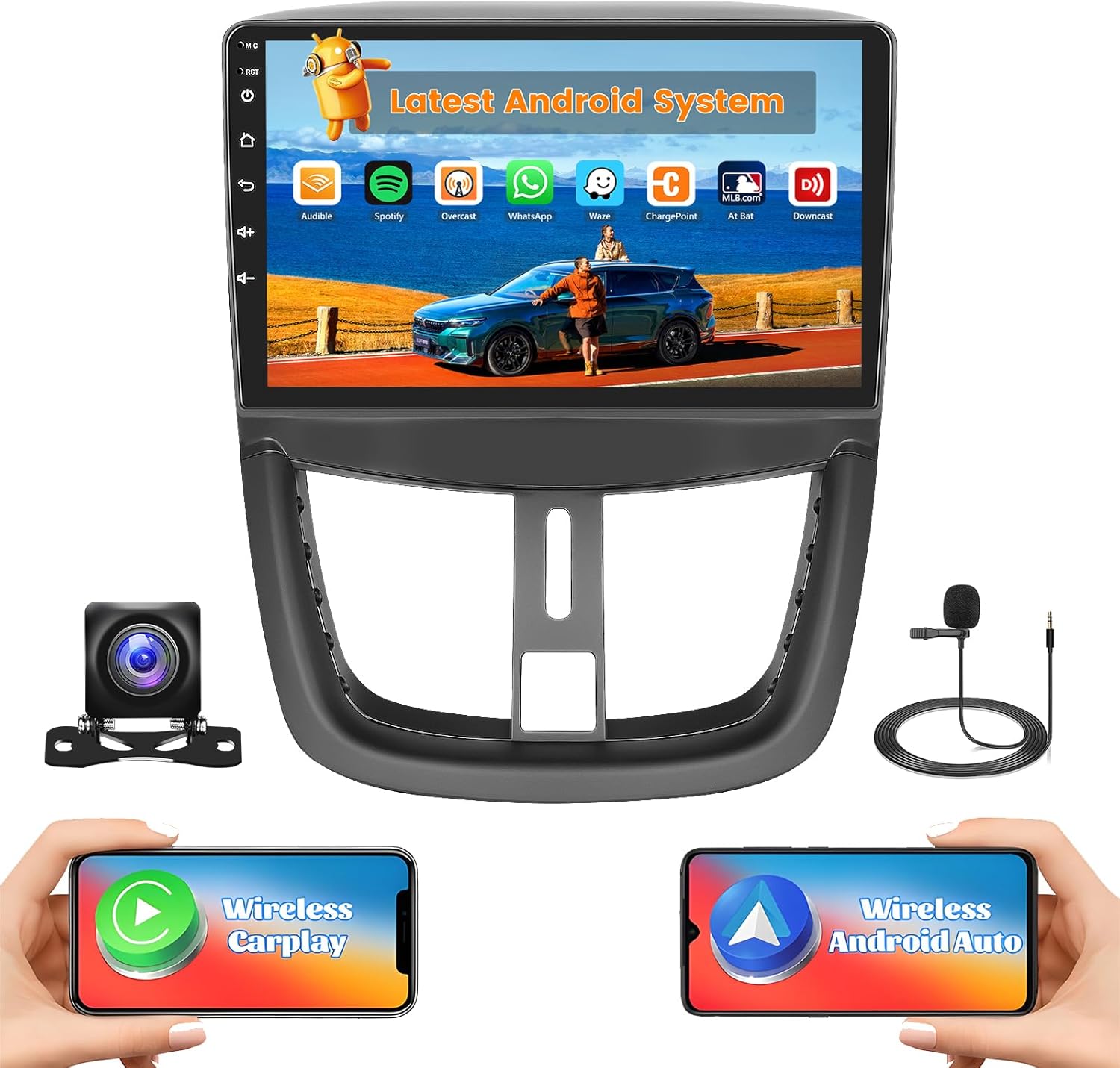 Hikity Autoradio Android 9 Pollici per Peugeot 207 - immagine 1