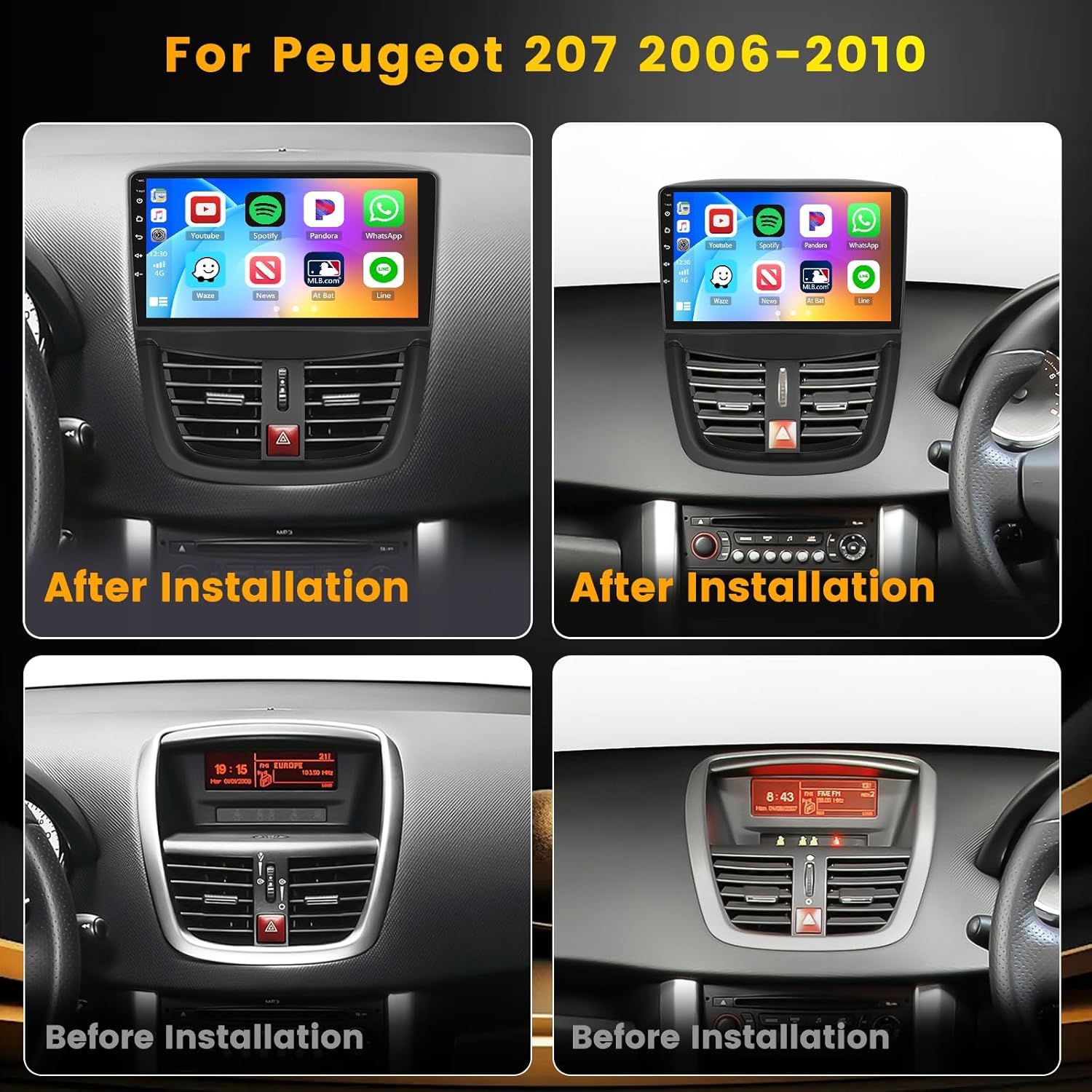Hikity Autoradio Android 9 Pollici per Peugeot 207 - immagine 2