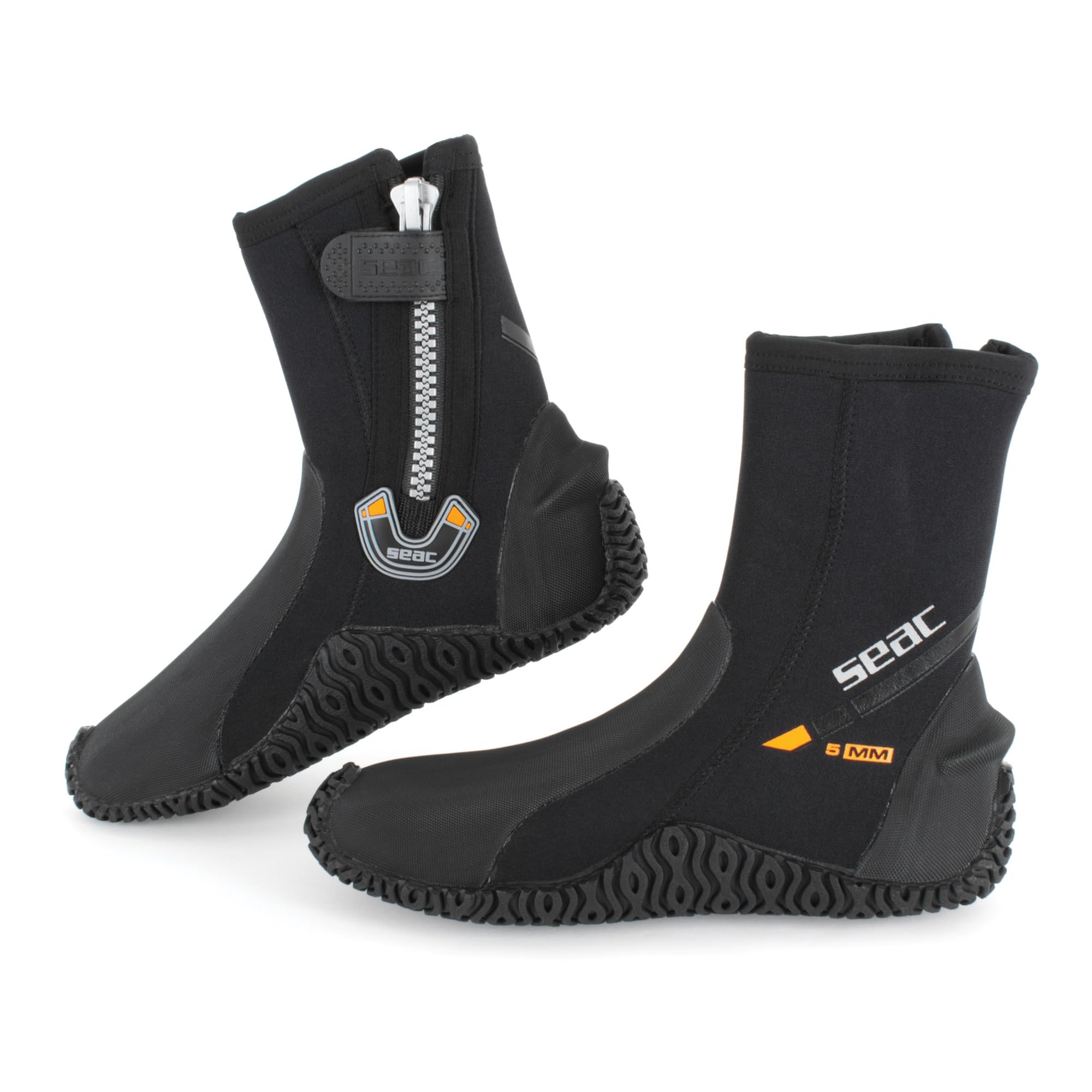SEAC Basic HD, Calzari da Subacquea in Neoprene da 5 mm con Cerniera Laterale e Suola Semi Rigida