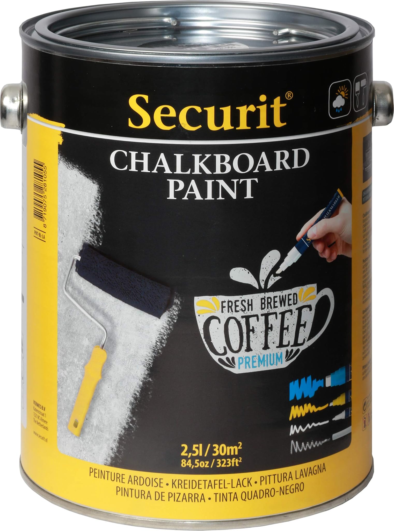 Securit - Vernice Acrilica Base Acqua Nera 2,5L