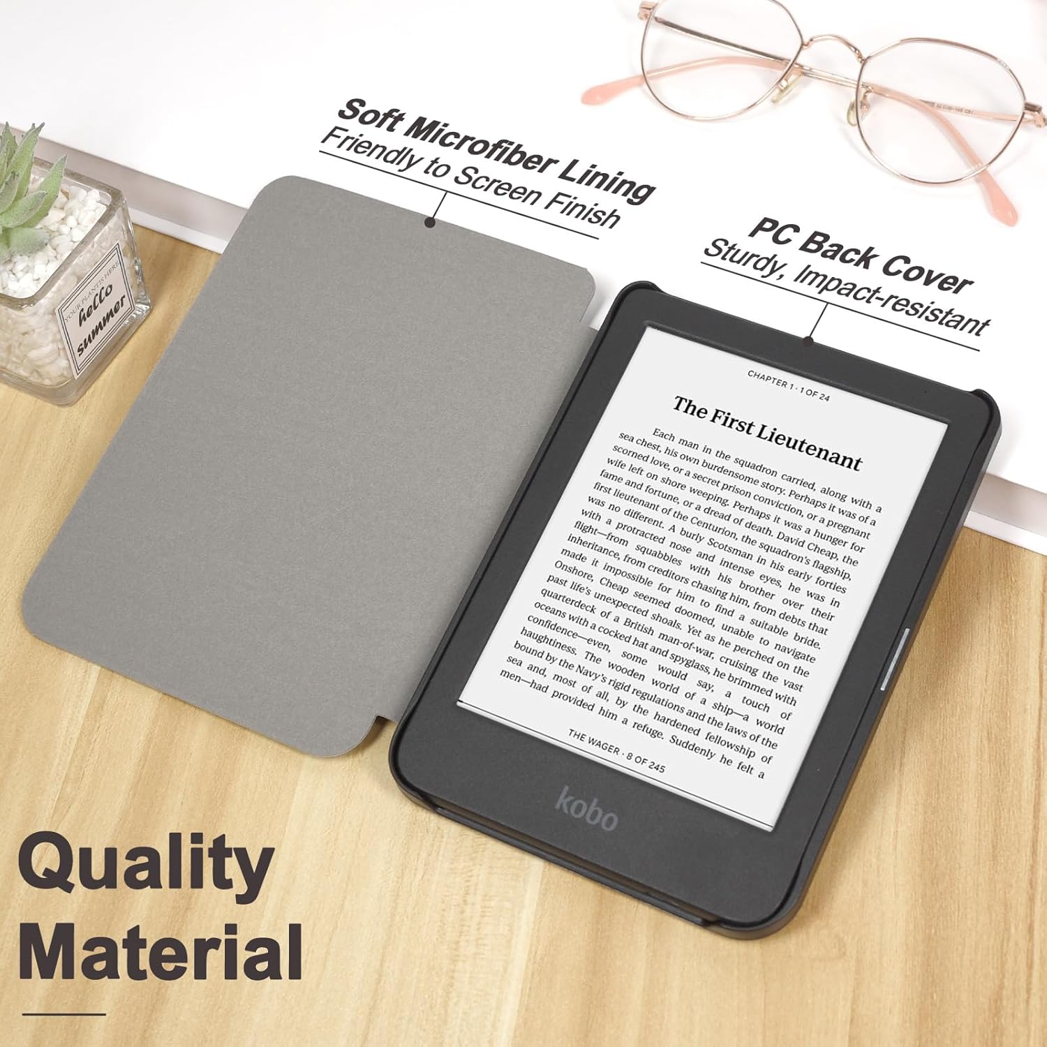 Tenano Custodia Protettiva per Kobo Clara Colour/BW/2E, Verde Agave - immagine 3