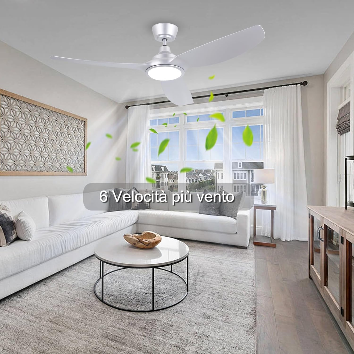 Ovlaim Ventilatore da Soffitto Smart 132cm, Argento - immagine 6