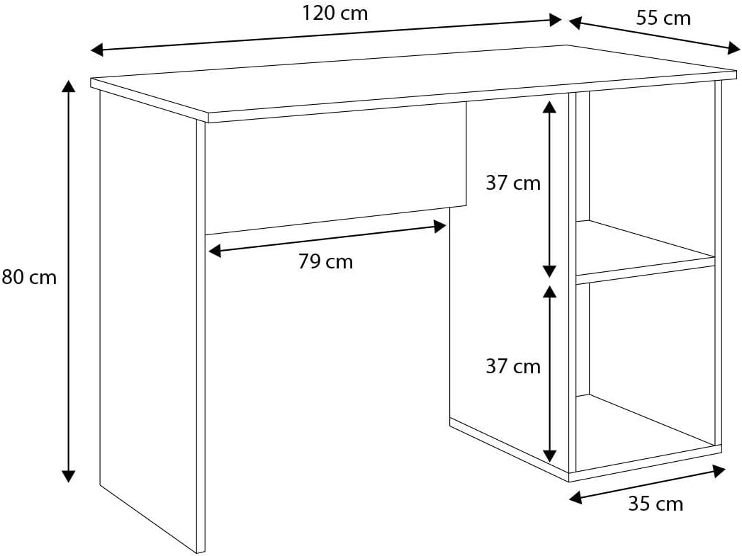 Dmora Scrivania Olsztyn Multiuso 120x80 h55 cm, Nero - immagine 3