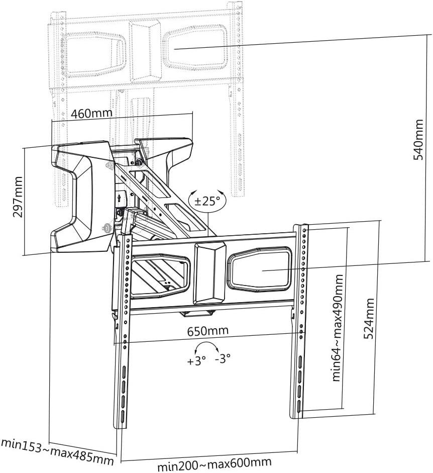 HP60L - Supporto da Parete Motorizzato per Schermi 37"-70" - immagine 7