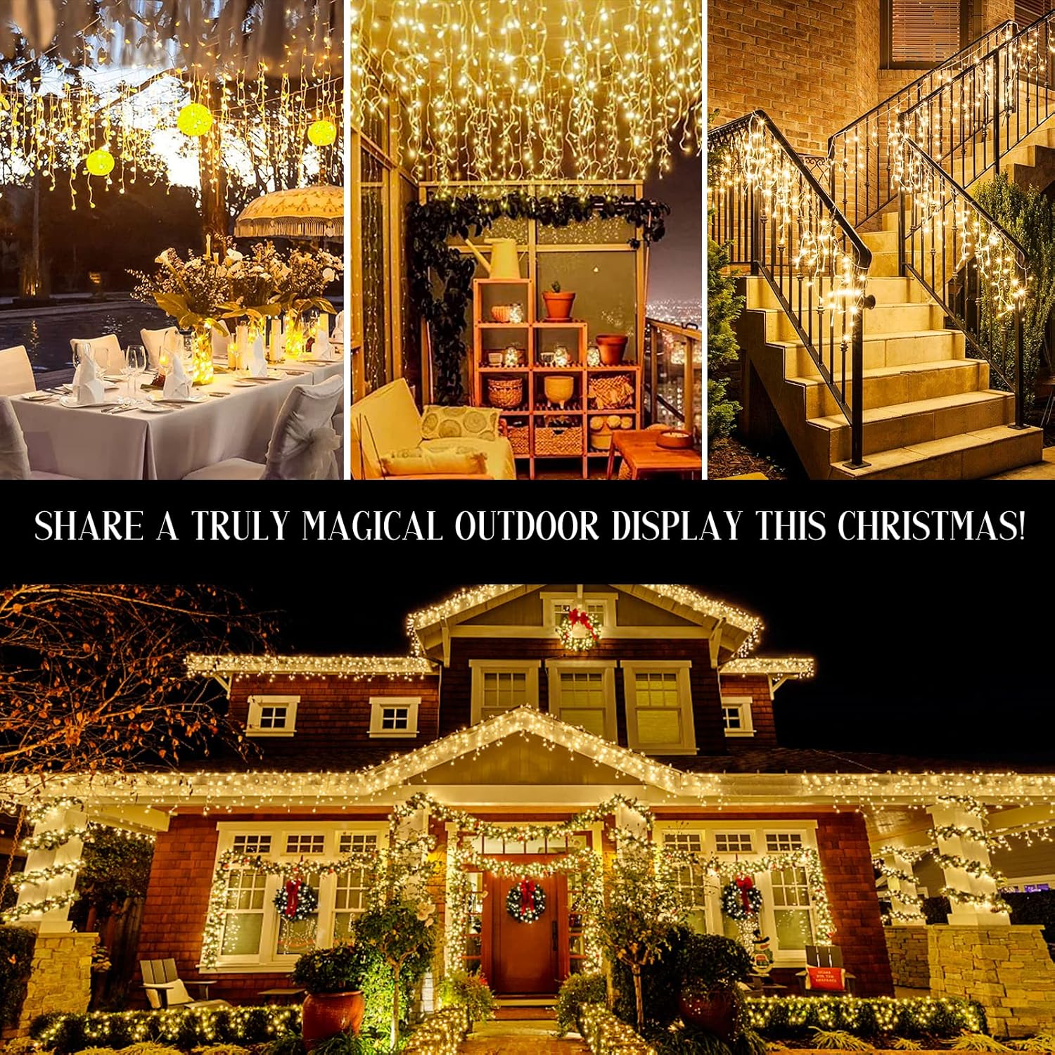 Elktry Luci Natale Esterno Cascata 800LED 20M, Bianco Caldo - immagine 4