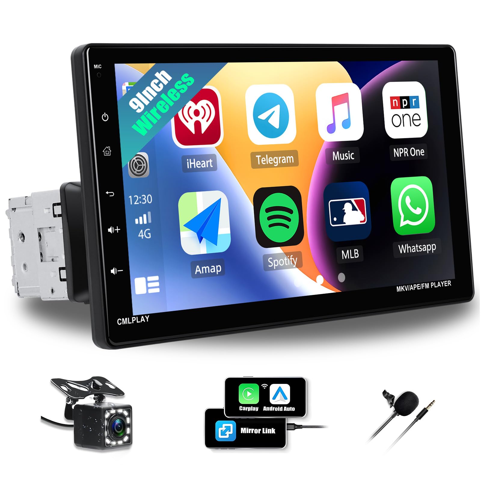 Camecho Autoradio 1 Din con Wireless Carplay