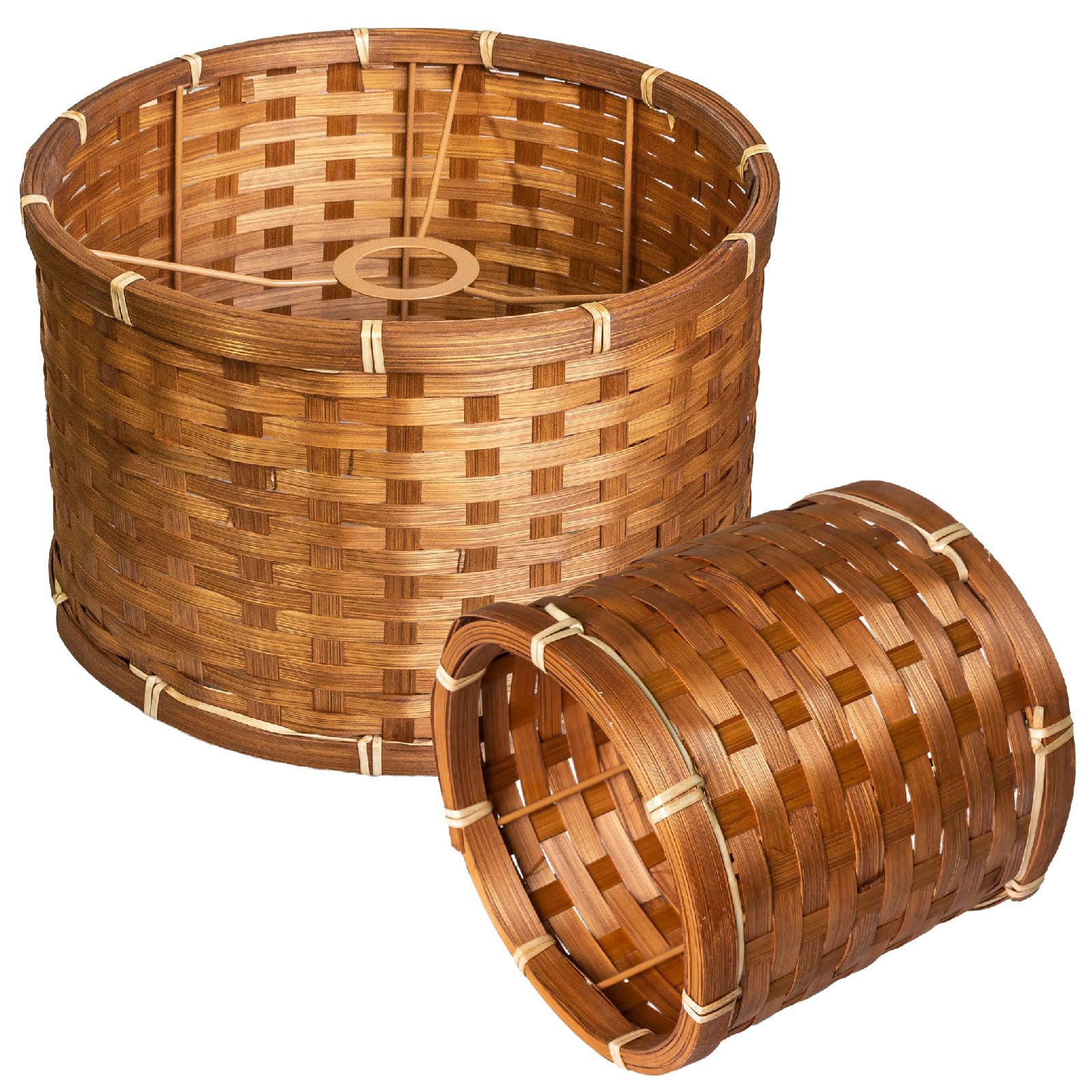 Set Paralume in Bambù Cilindrico Effetto Rattan