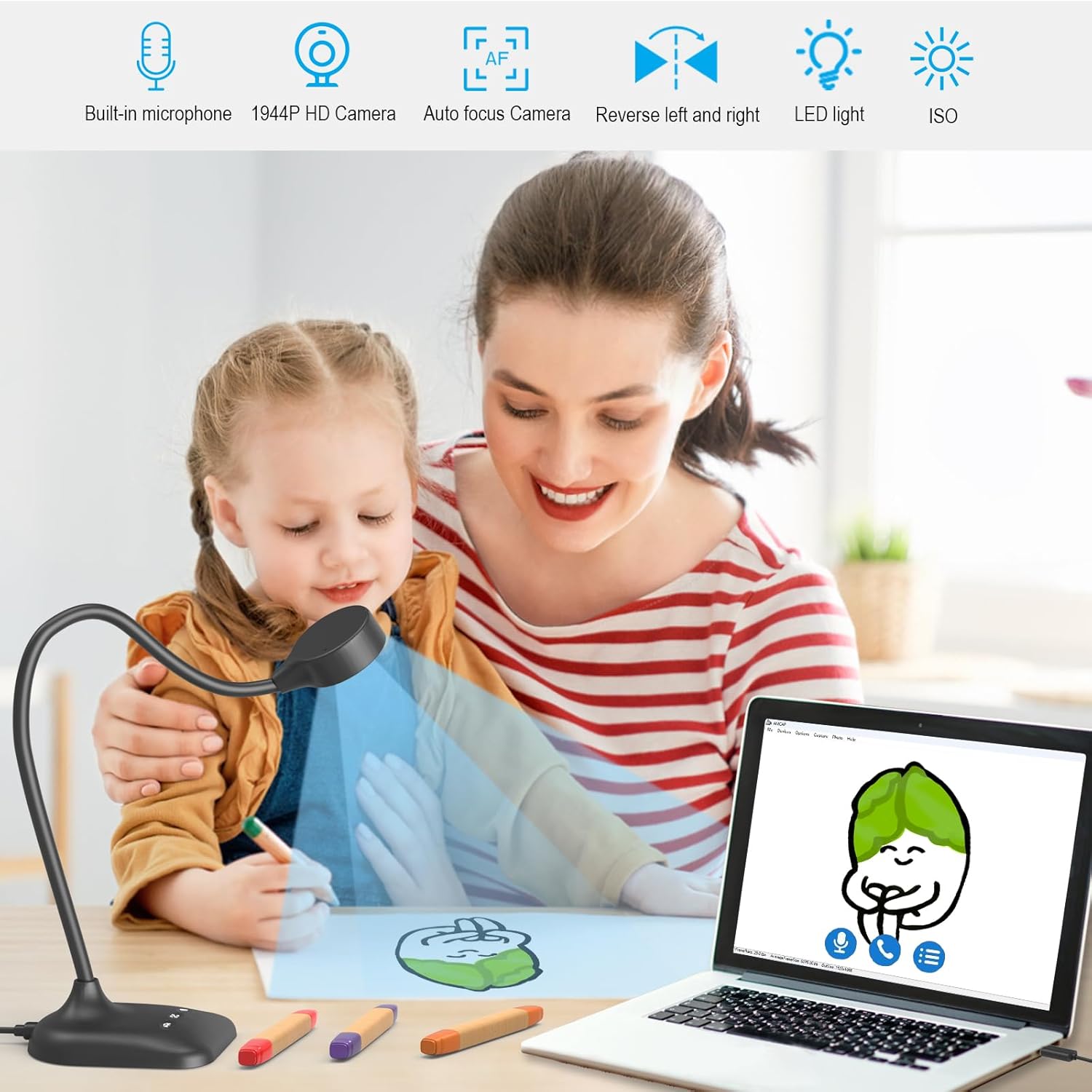 Thustand Webcam per PC con Luce LED e Messa a Fuoco Automatica - immagine 2