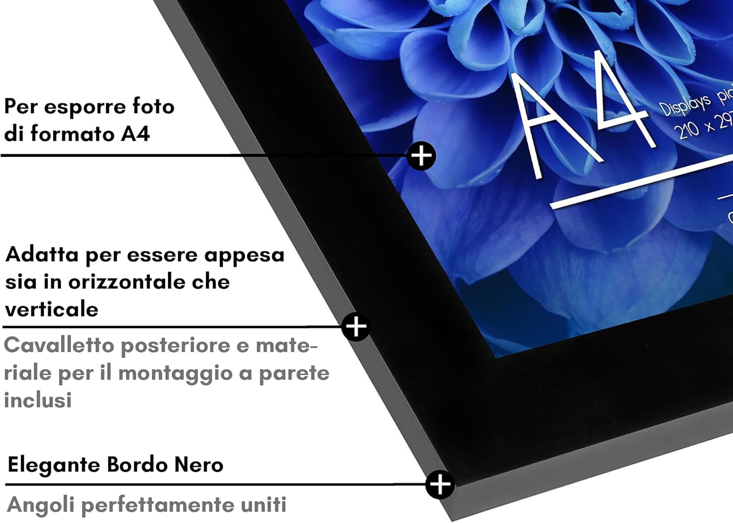 Americanflat Cornice A4 Nera in Legno MDF (Confezione da 2) - immagine 3