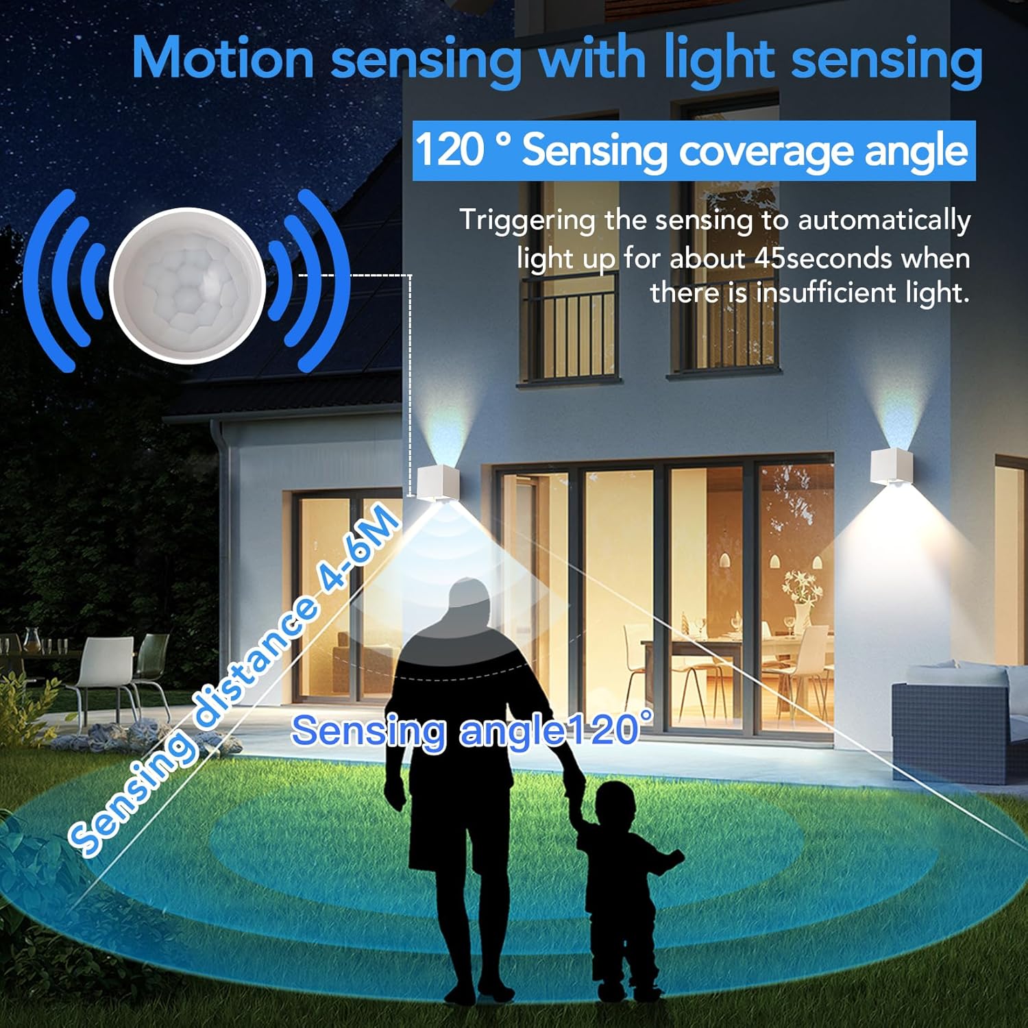 Applique da Parete Esterno/Interno con Sensore 2 Pezzi - immagine 3