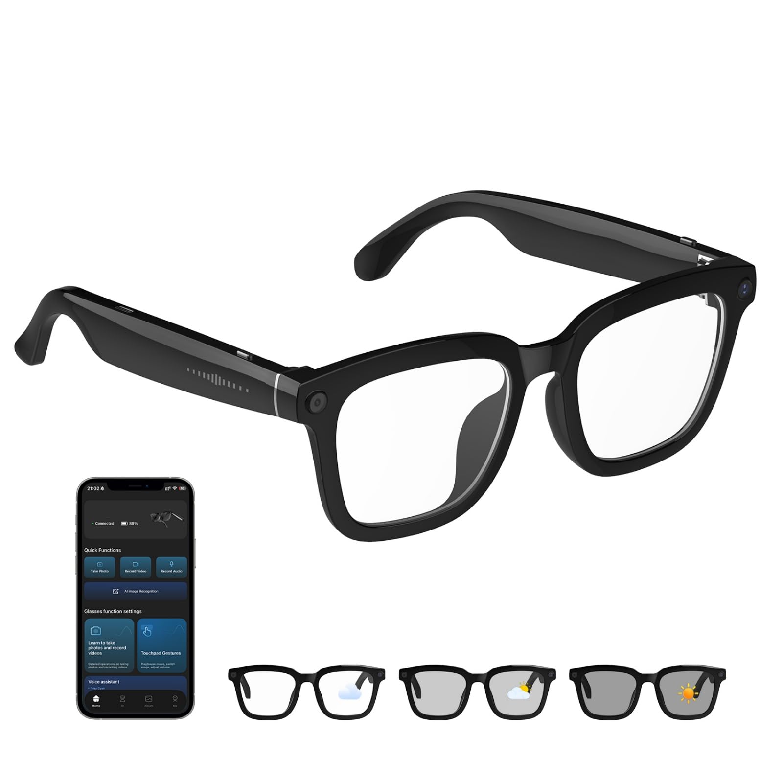 AI Smart Glasses HD 1200P Camera 8MP