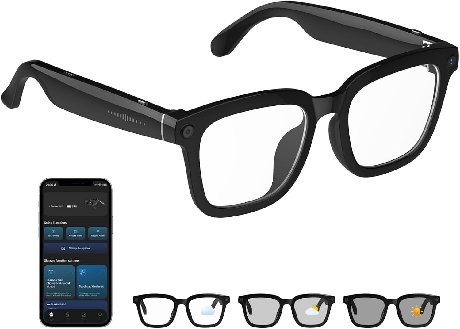 AI Smart Glasses HD 1200P Camera 8MP - immagine 1