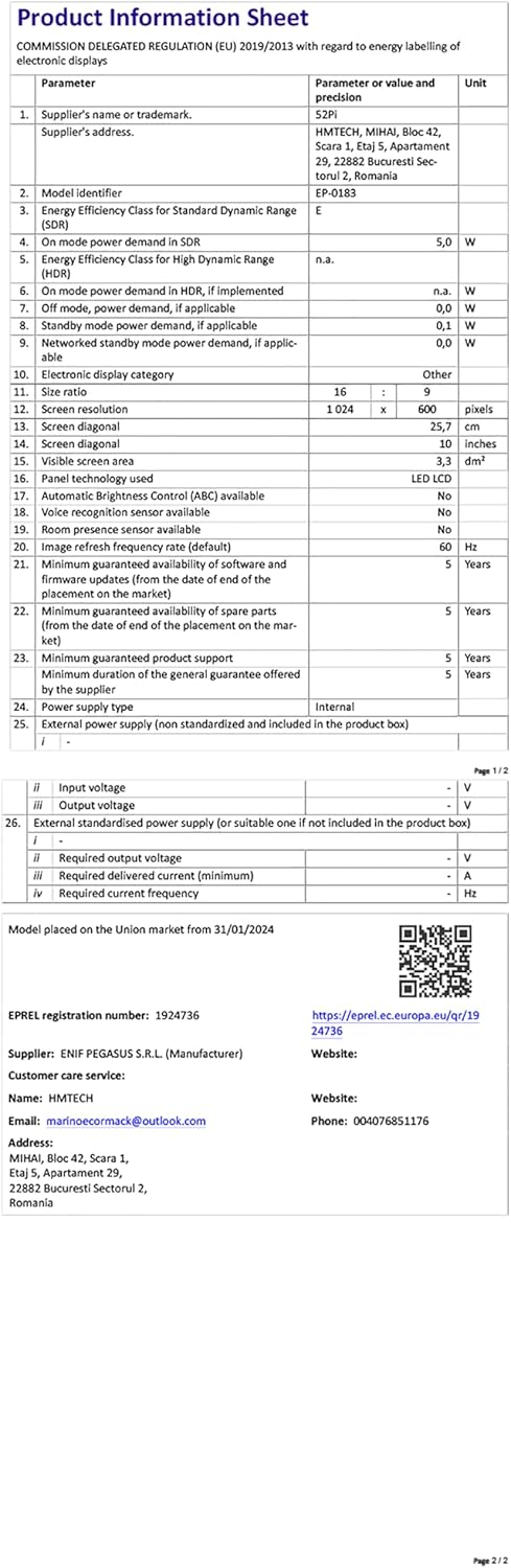Geeekpi 10.1 Inch LCD Screen per Raspberry Pi - immagine 16