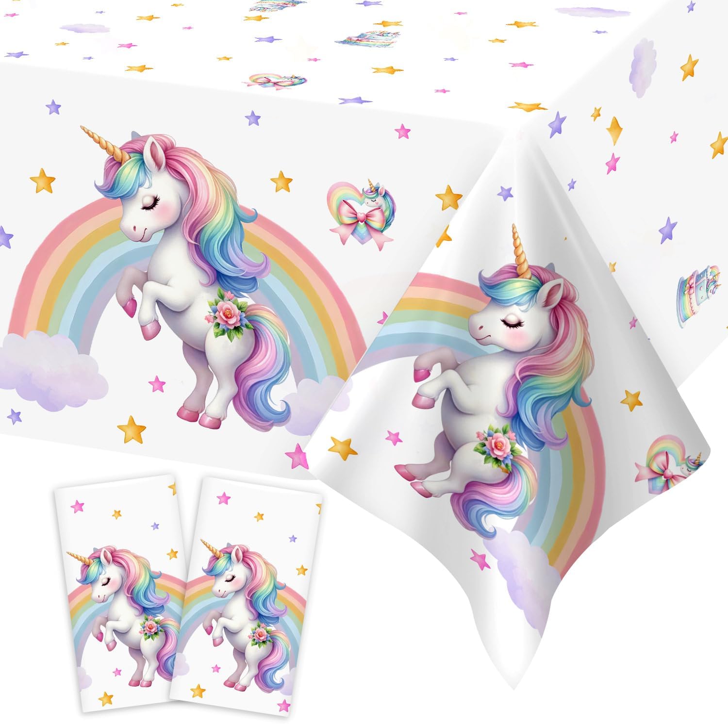 Tovaglia Unicorno per Compleanno Bambina 137x274 cm - immagine 1