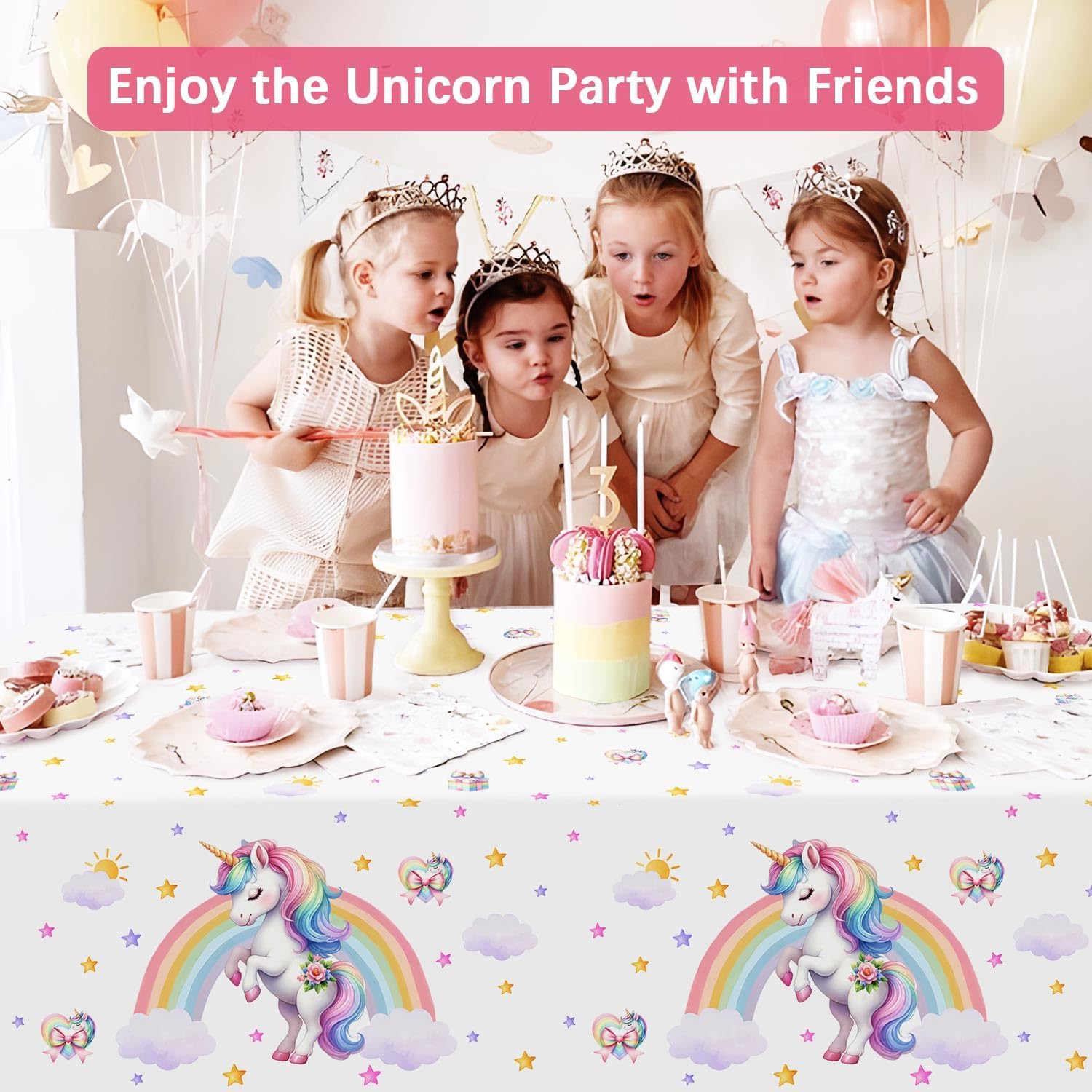 Tovaglia Unicorno per Compleanno Bambina 137x274 cm - immagine 5
