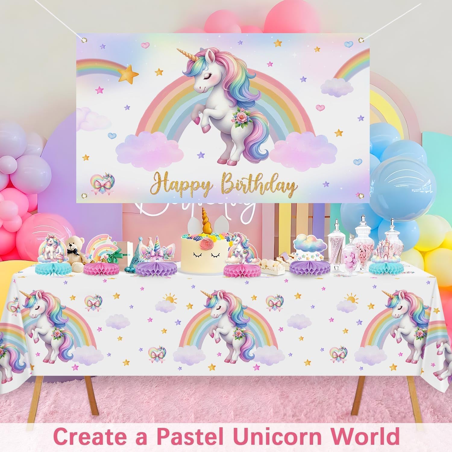 Tovaglia Unicorno per Compleanno Bambina 137x274 cm - immagine 6
