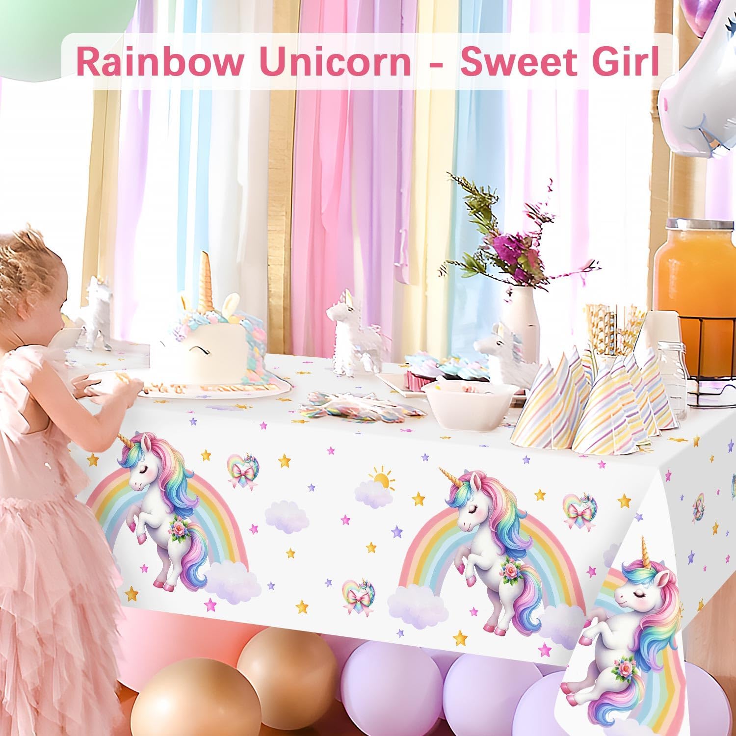 Tovaglia Unicorno per Compleanno Bambina 137x274 cm - immagine 8