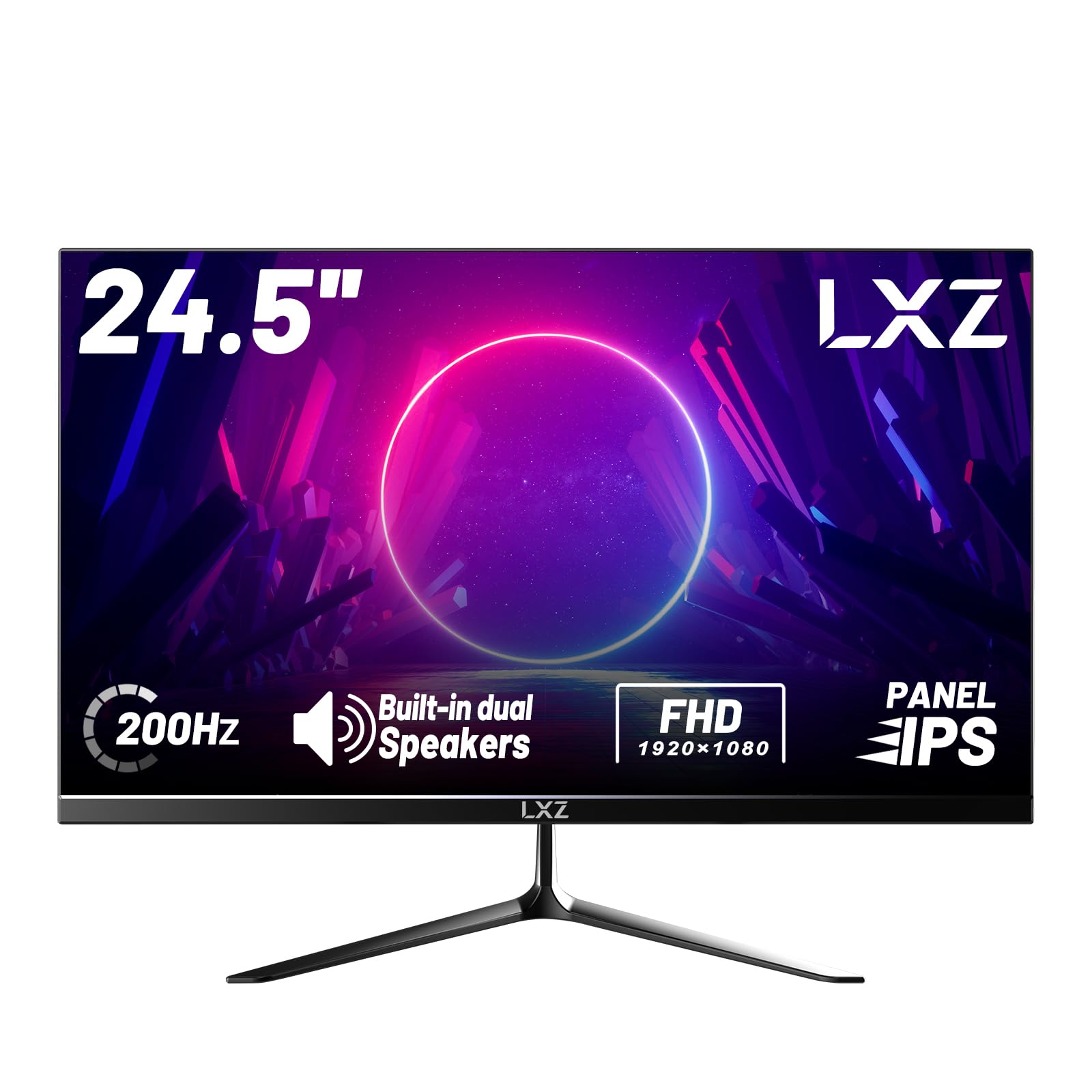 Lxz Monitor Gaming 24.5 Pollici 200Hz FHD IPS, Nero